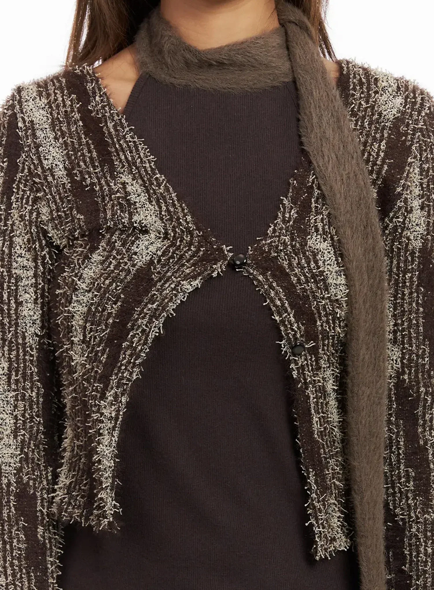 Textured Pattern Knit Cardigan IN528 - Image 3