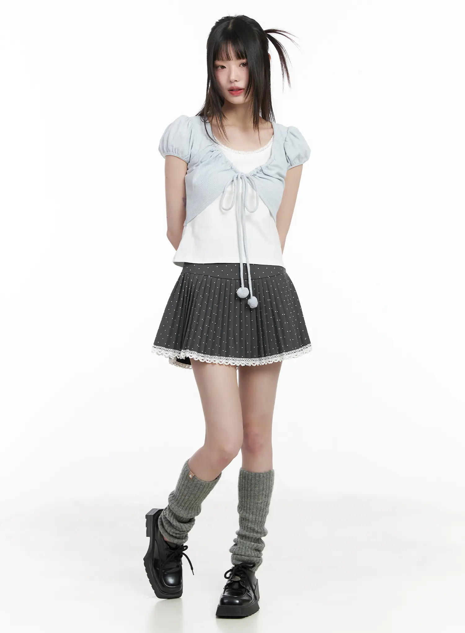 Tie Puff Sleeve Top CM525 - Image 2
