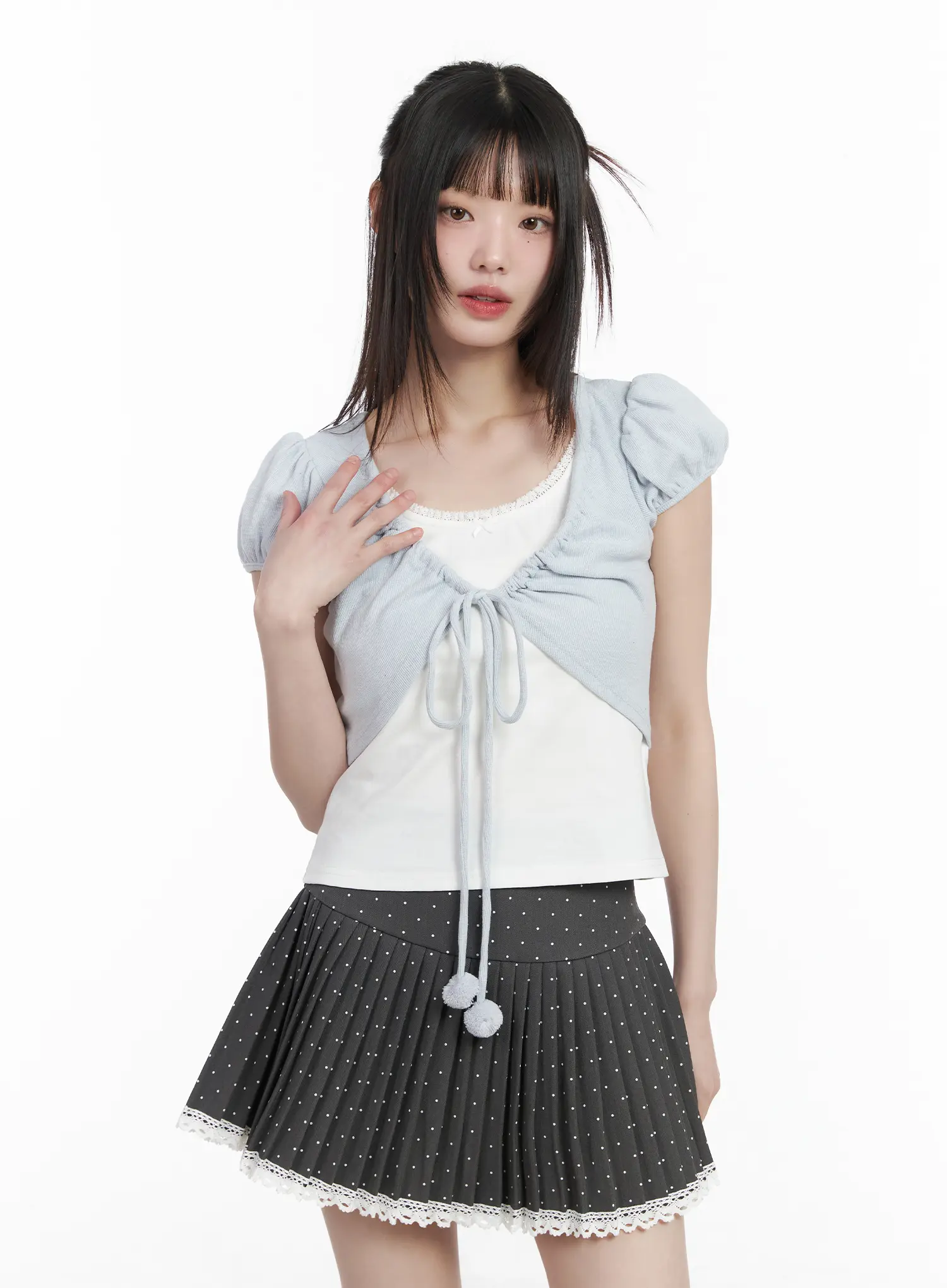 Tie Puff Sleeve Top CM525 - Image 7