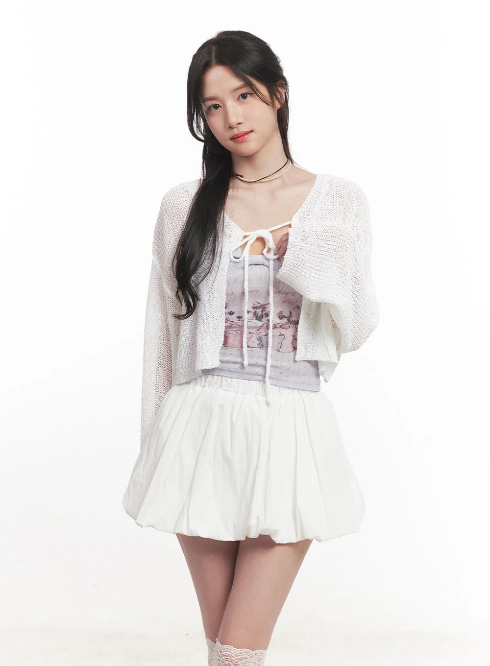 Tie-Up Cropped Cardigan CA510 - Image 5