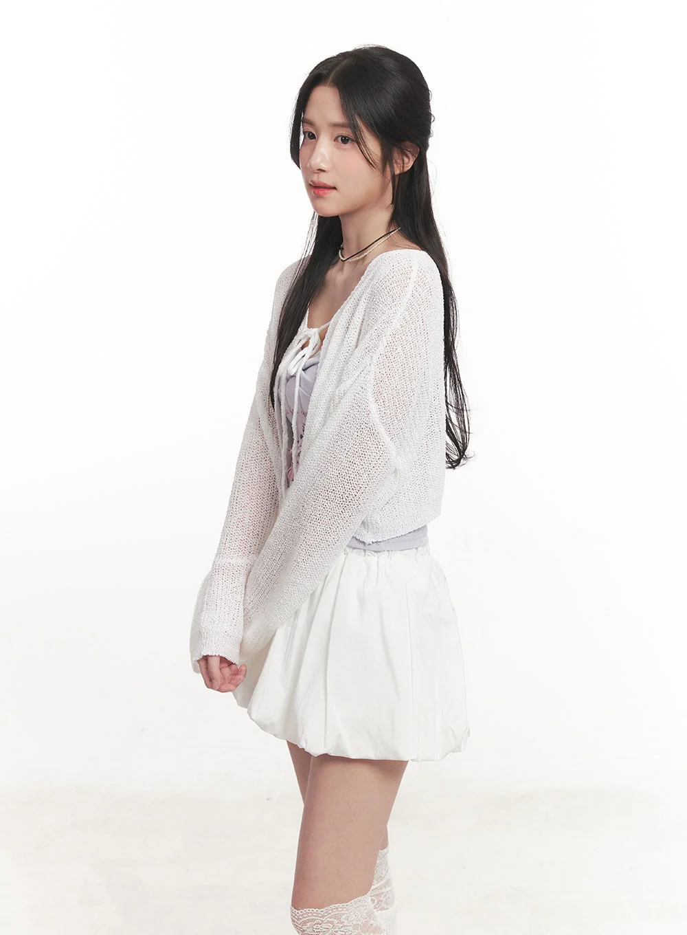 Tie-Up Cropped Cardigan CA510 - Image 6