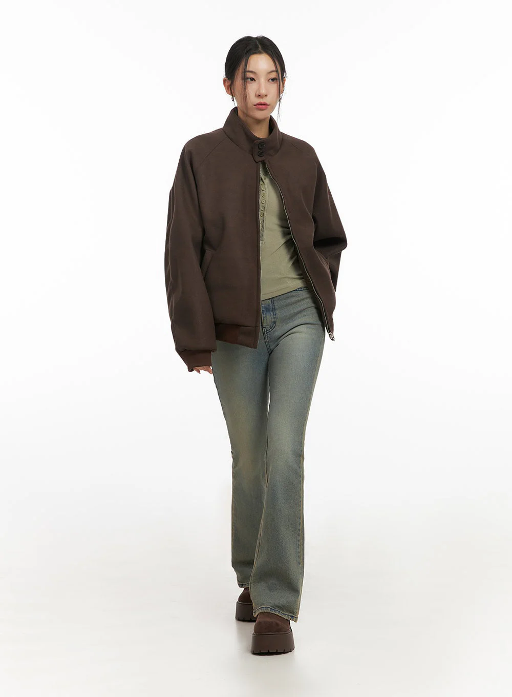 Trendy Oversized Zip-Up Jacket IJ503 - Image 6