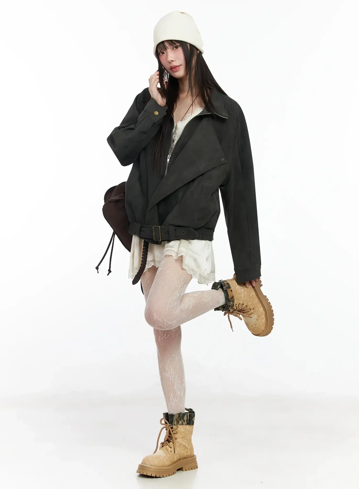 Trendy Suede Belted Jacket IM523 - Image 15