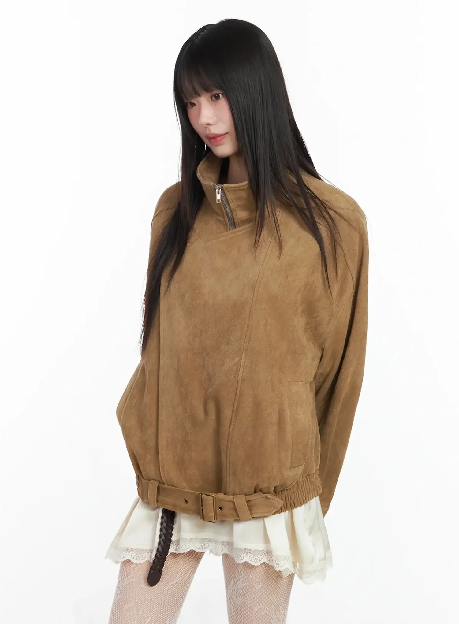 Trendy Suede Belted Jacket IM523 - Image 2