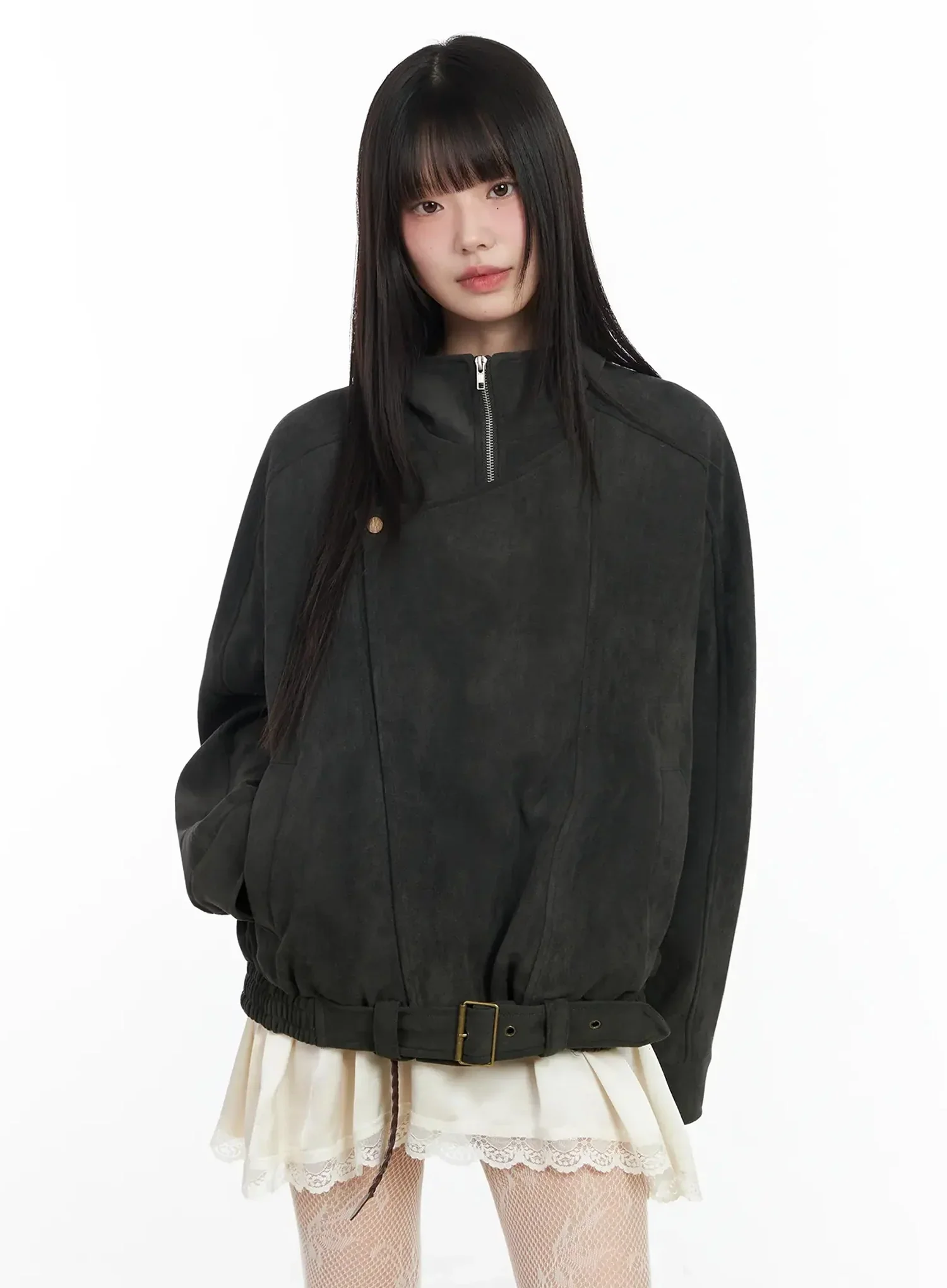 Trendy Suede Belted Jacket IM523 - Image 3