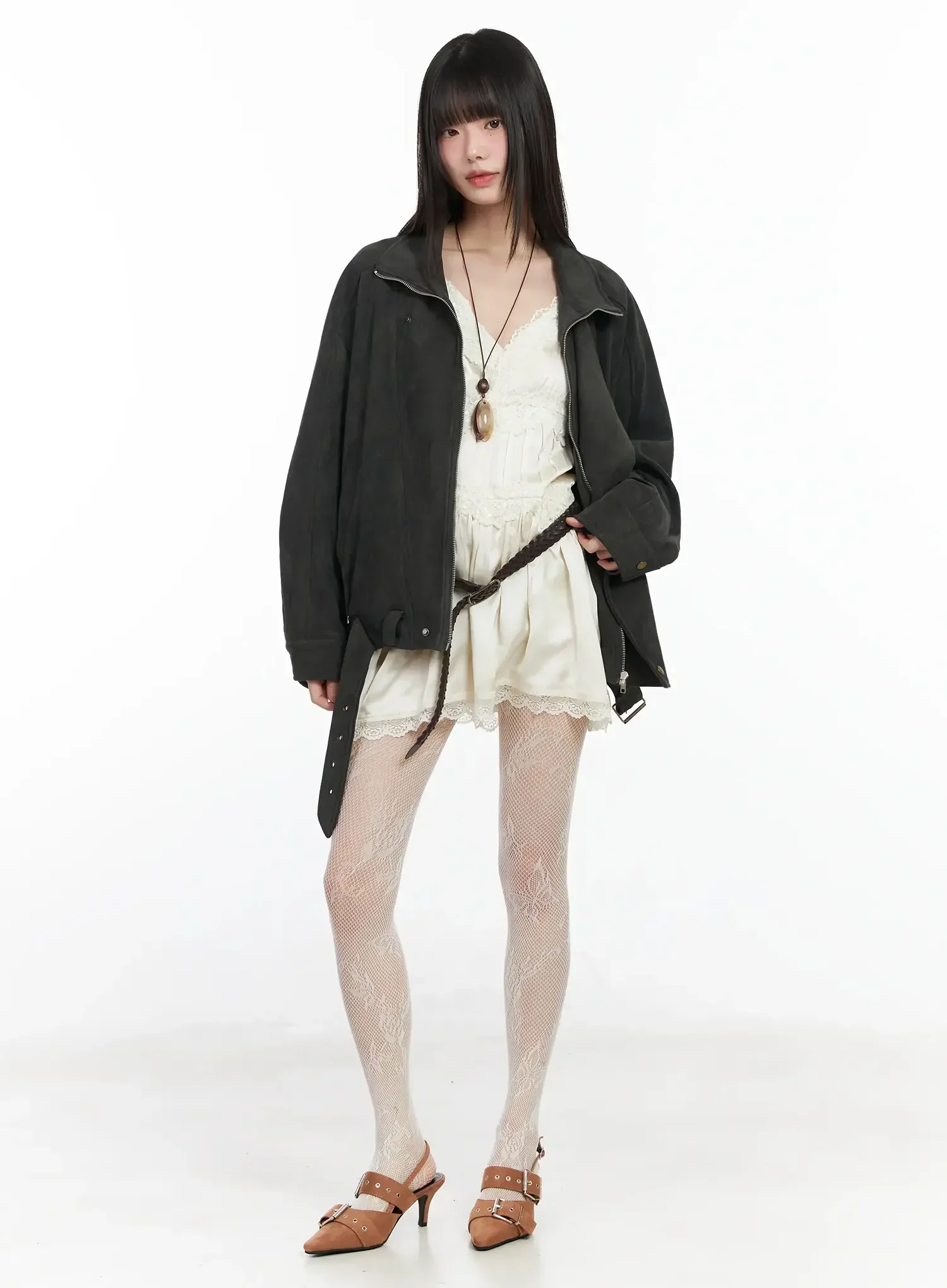 Trendy Suede Belted Jacket IM523 - Image 6