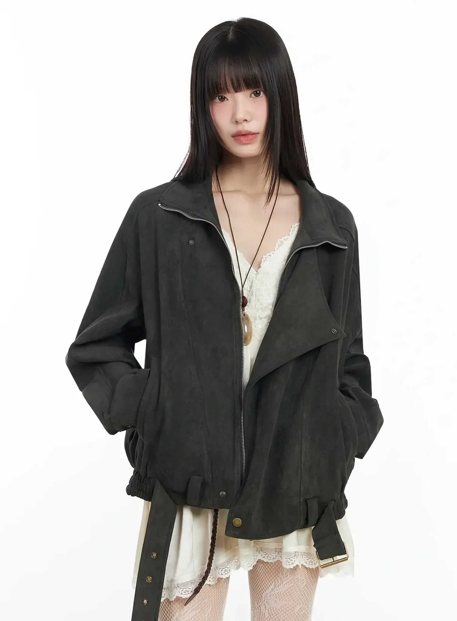 Trendy Suede Belted Jacket IM523 - Image 8
