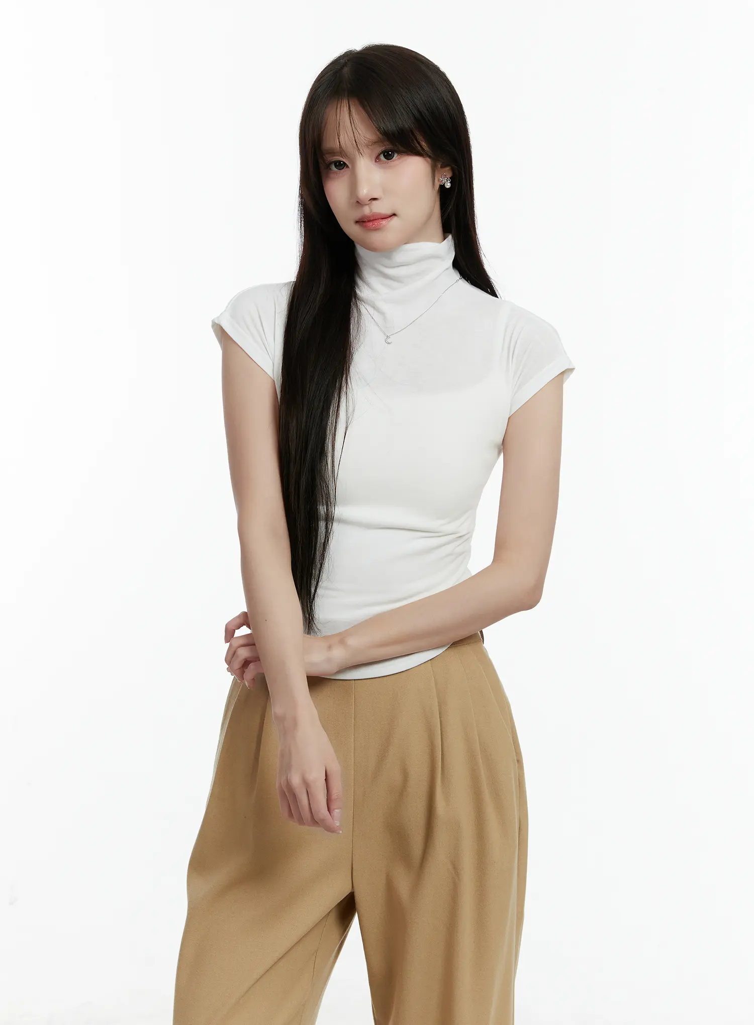 Turtleneck Cap Sleeve Top CD514 - Image 4