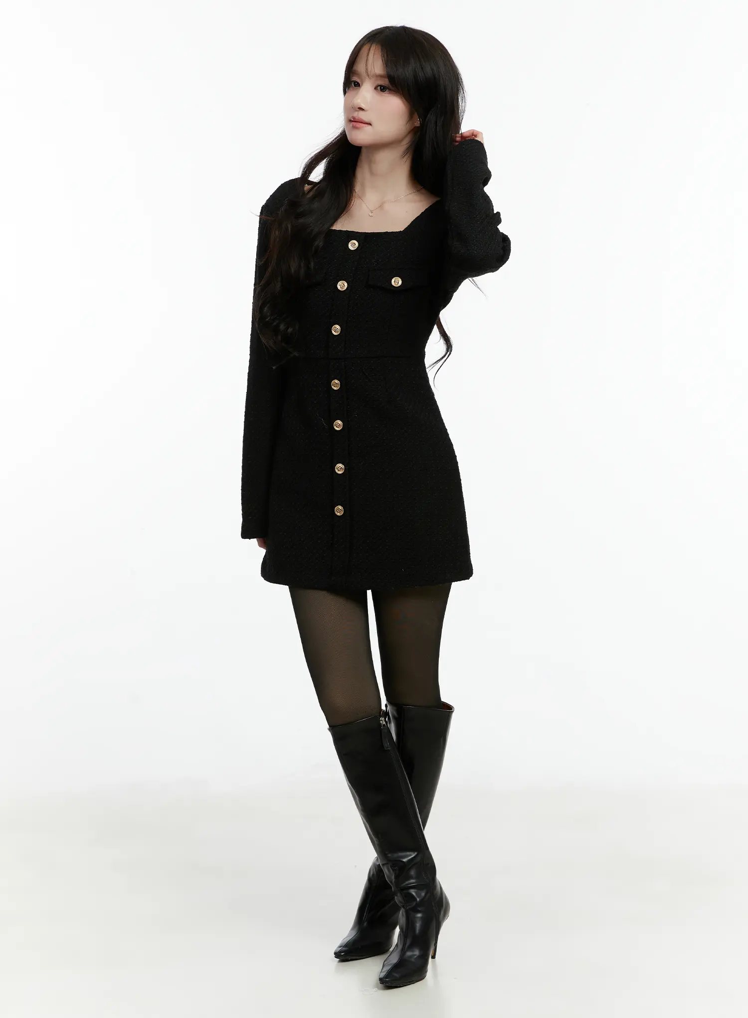 Tweed Button-Up Mini Dress CD523 - Image 11