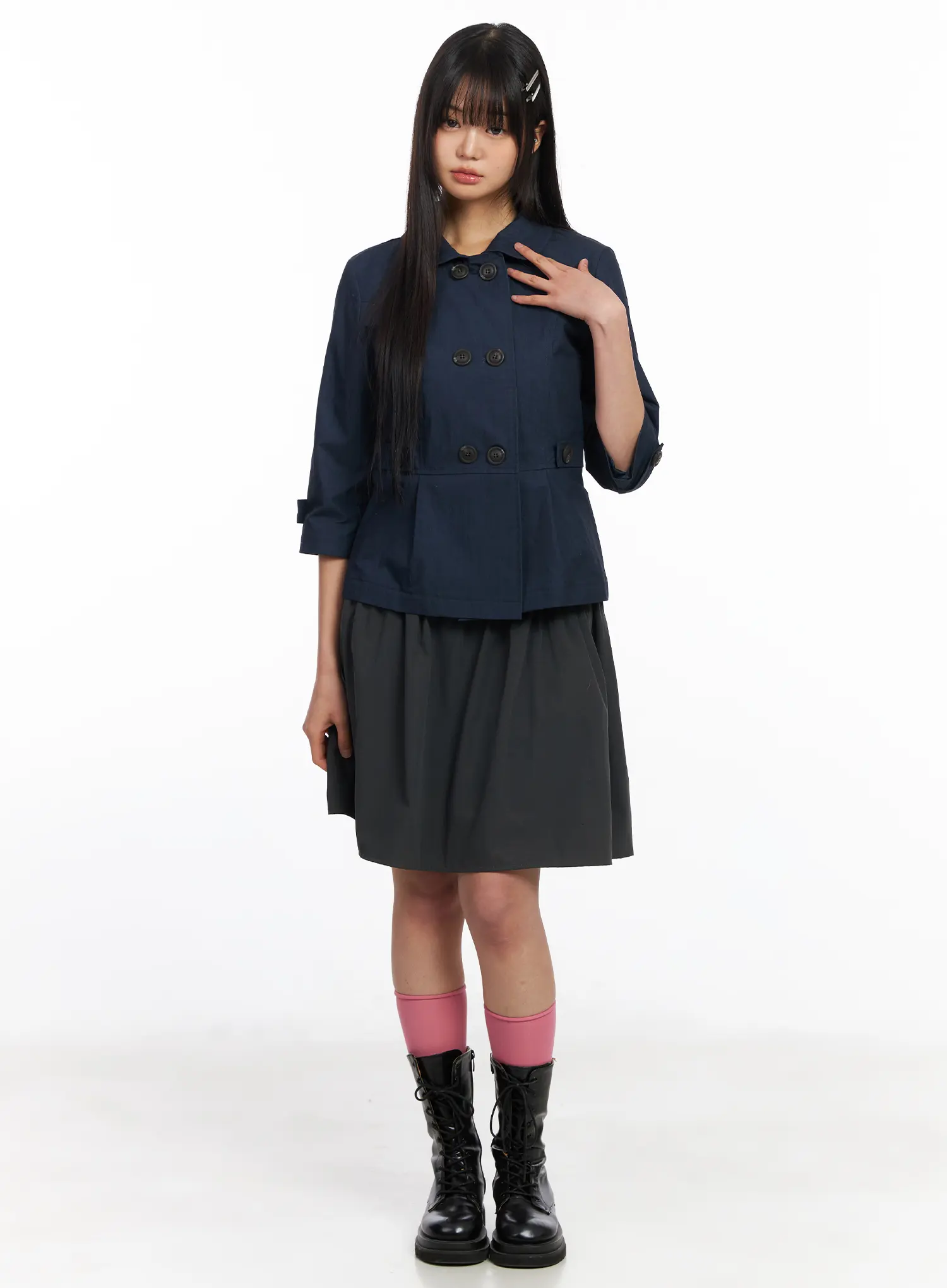 Two-Button Flared Midi Skirt CF506 - Image 3
