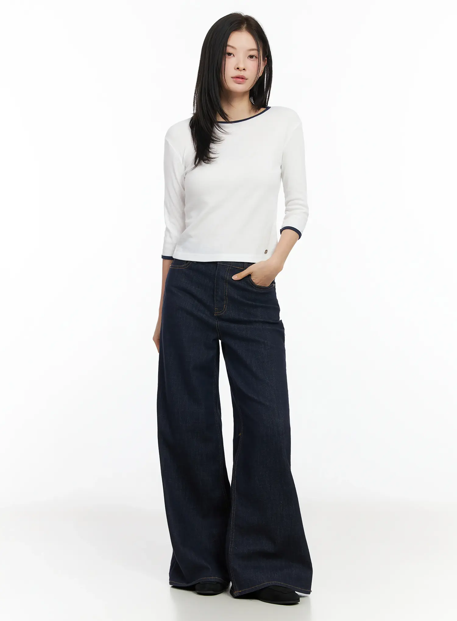 Two-Color Quarter Sleeve Top IM524 - Image 8
