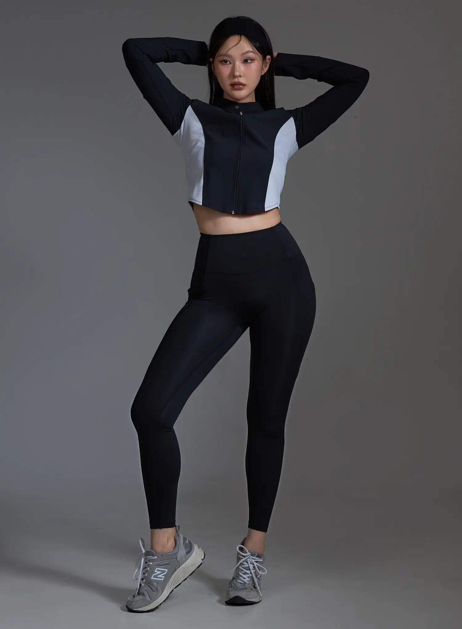 Two-Tone Cropped Zip Jacket (Black) IO517 - Image 14