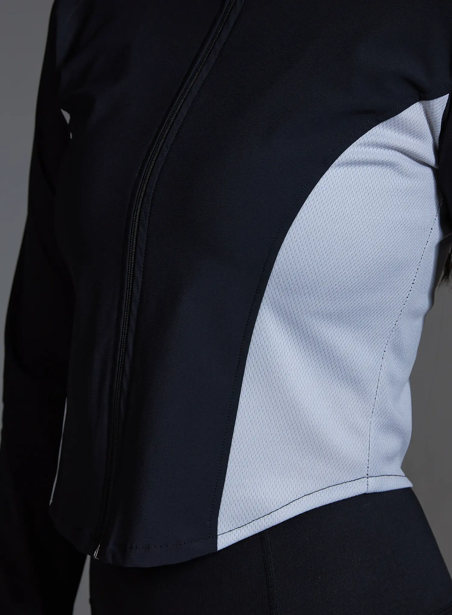Two-Tone Cropped Zip Jacket (Black) IO517 - Image 6