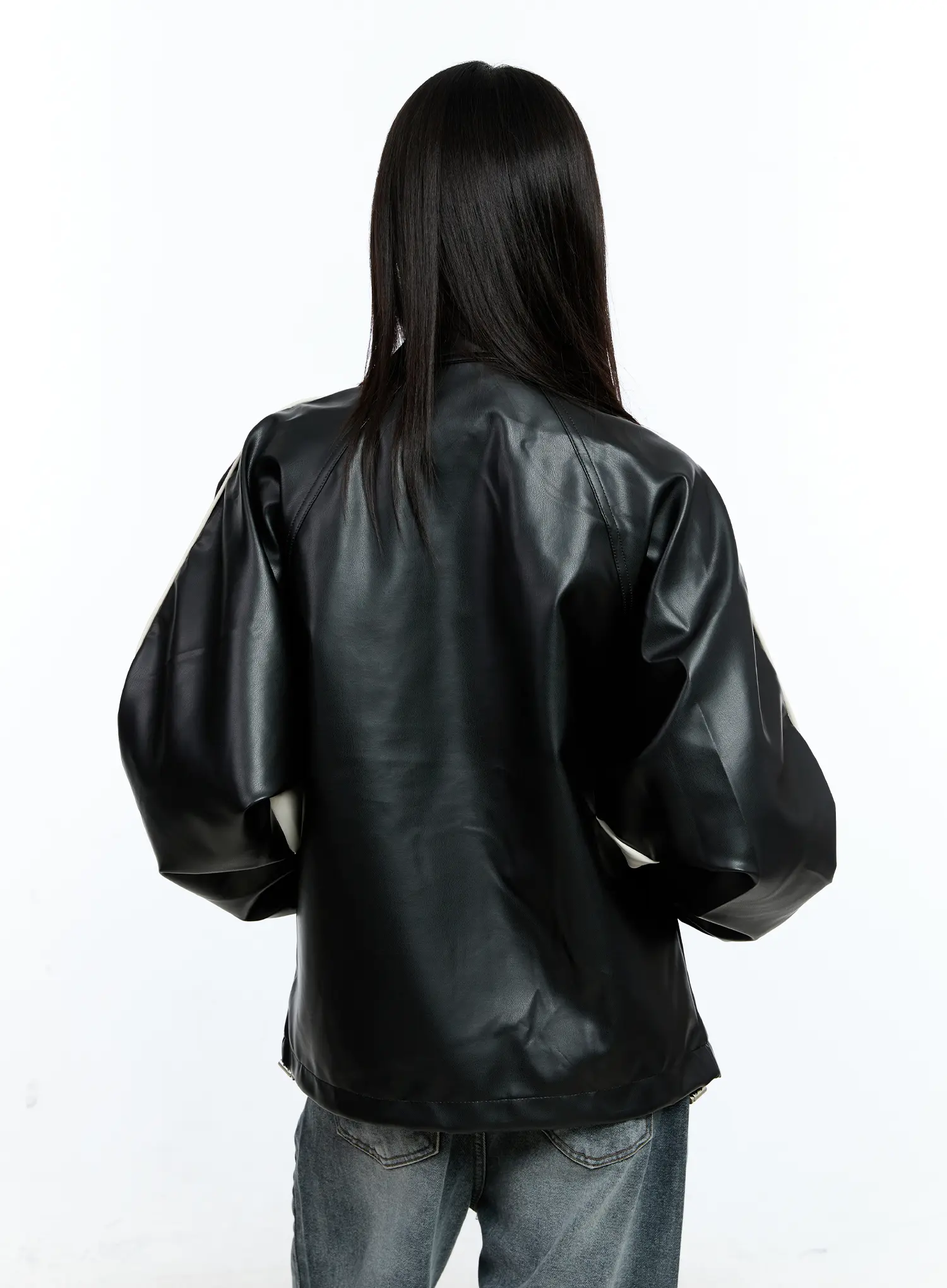 Two-Tone Faux Leather Jacket CG511 - Image 7