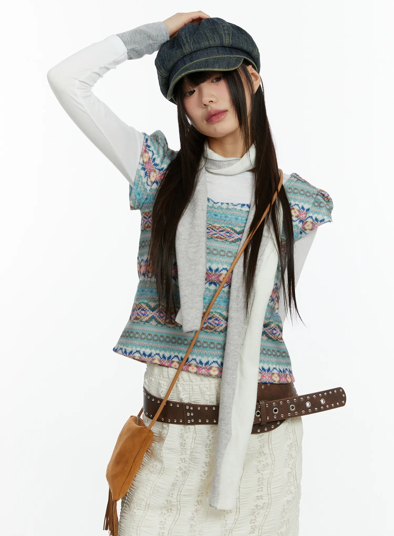 Two-Tone Knit Scarf CF510 - Image 7