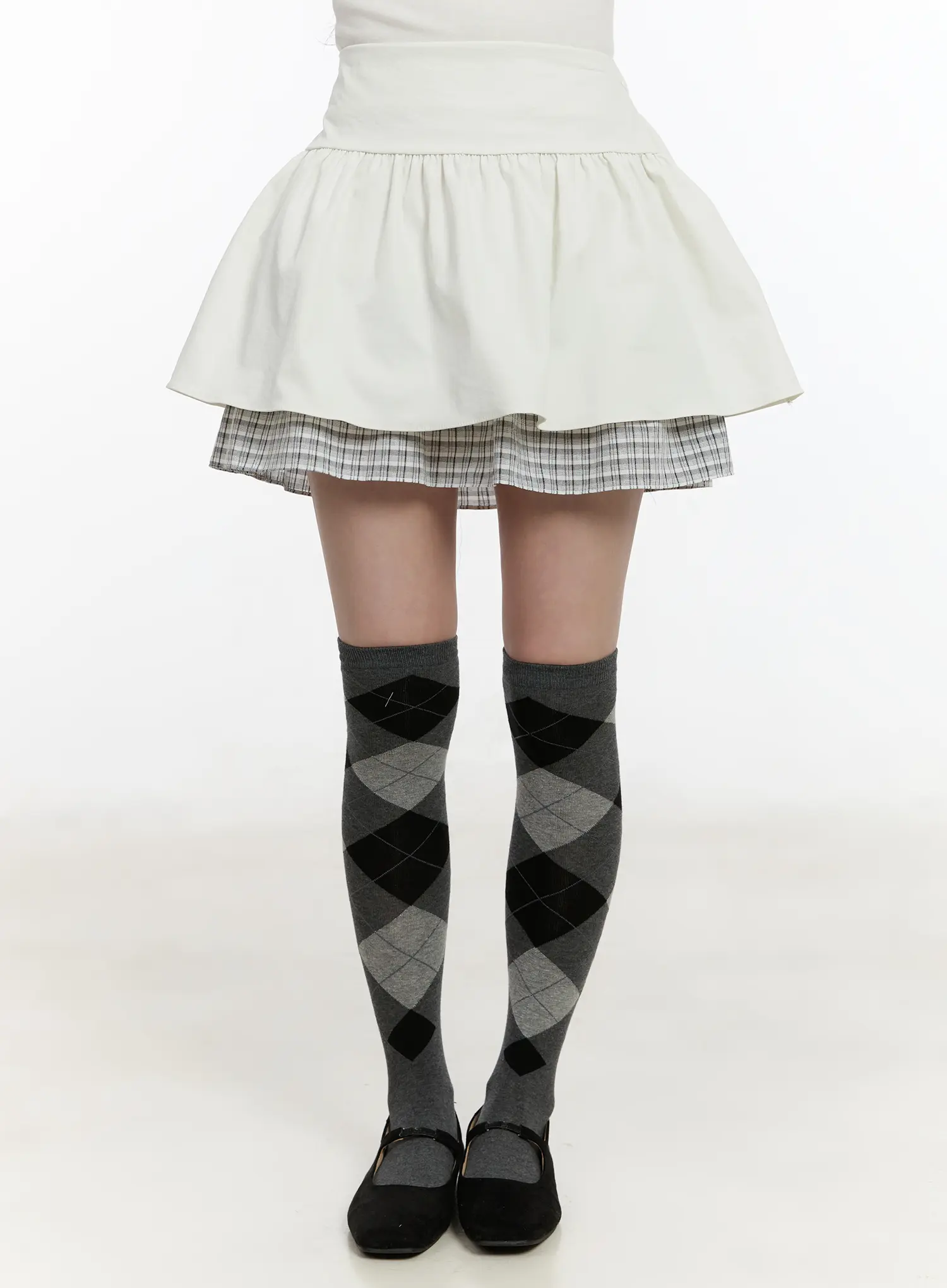 Two-Tone Plaid Mini Skirt CM510