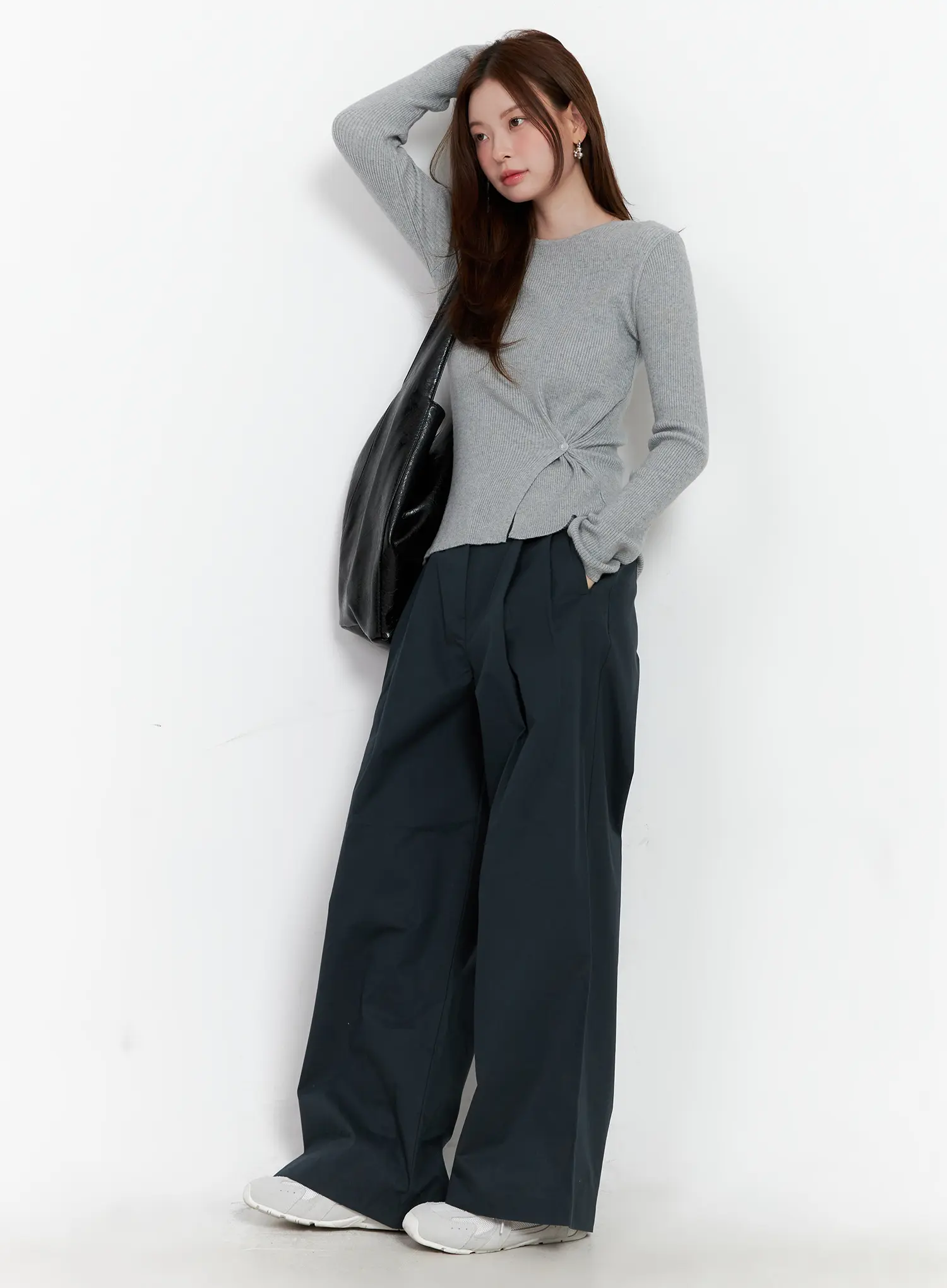 Two-Way Button Side-Slit Knit Top CG521