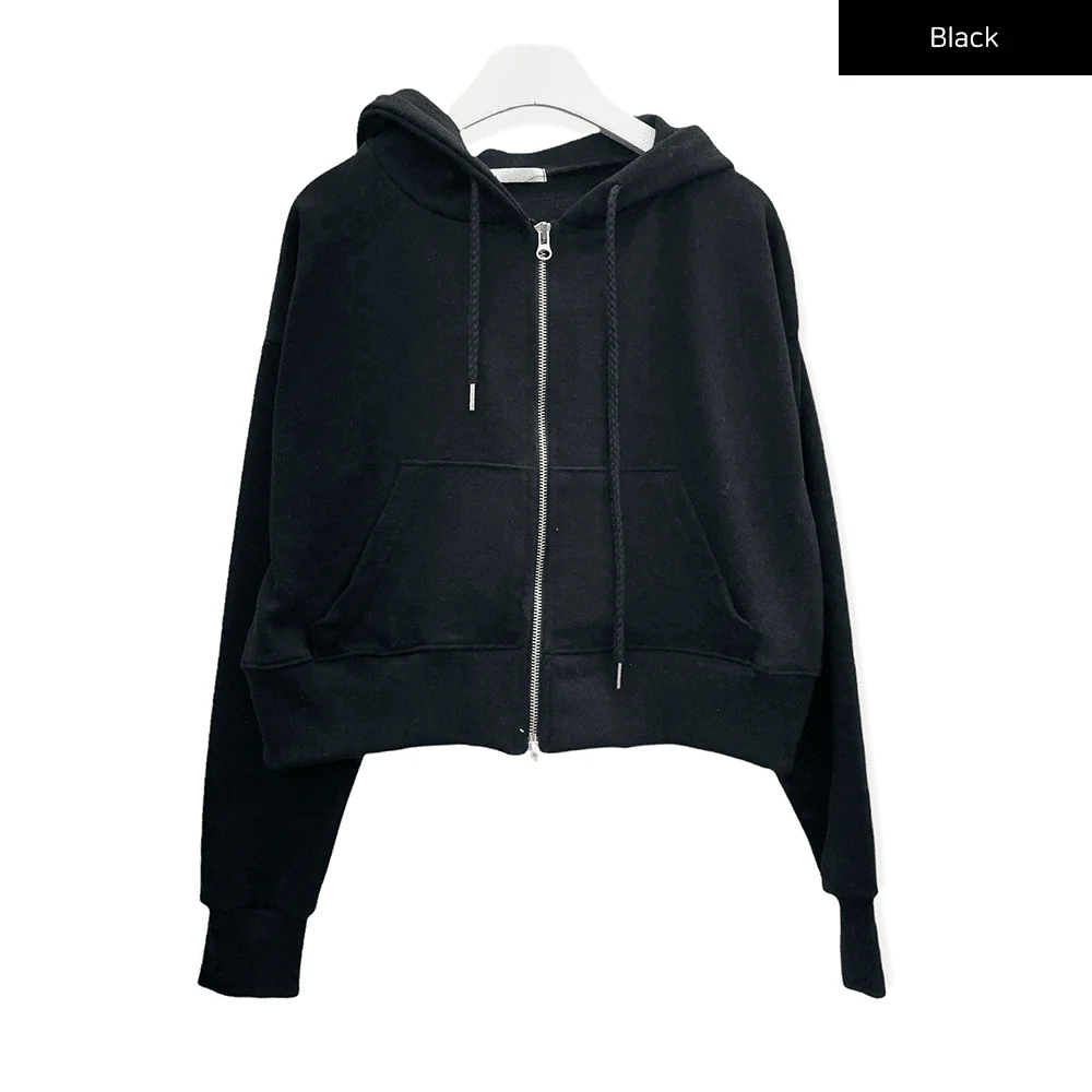 Two Way Cropped Hoodie Zip Up C2601 - Image 16