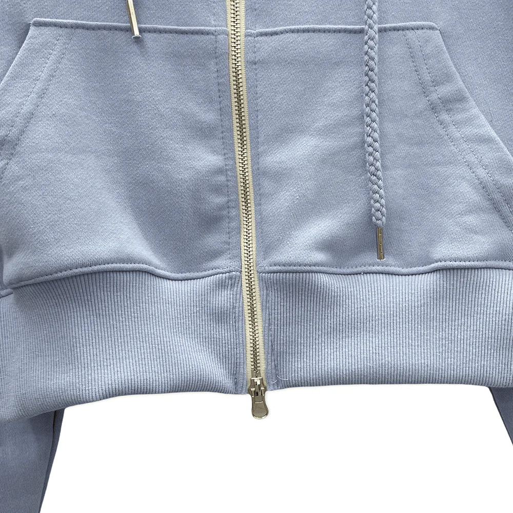 Two Way Cropped Hoodie Zip Up C2601 - Image 20