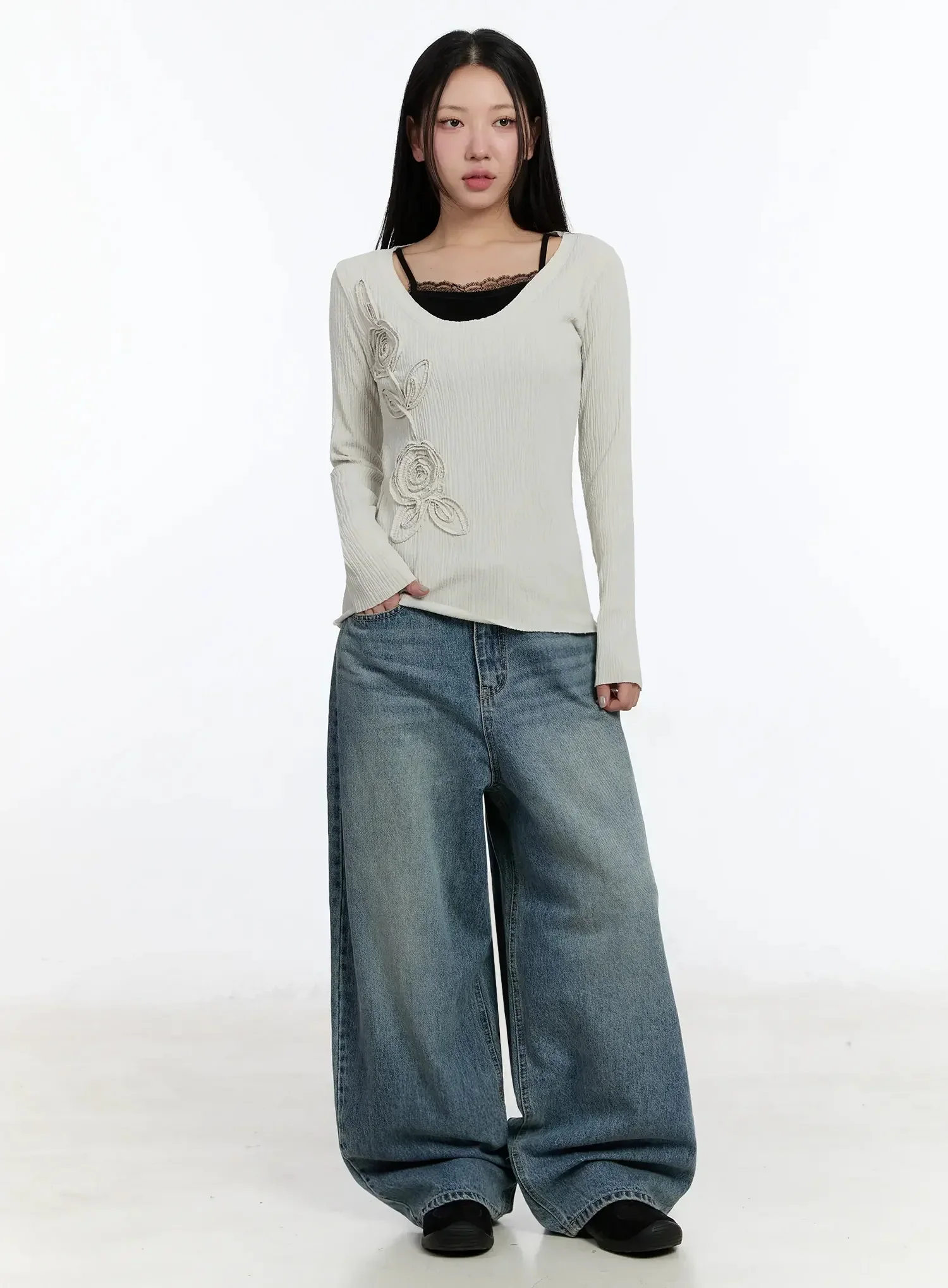 Two-Way Flower Ribbed Top IM509 - Image 10