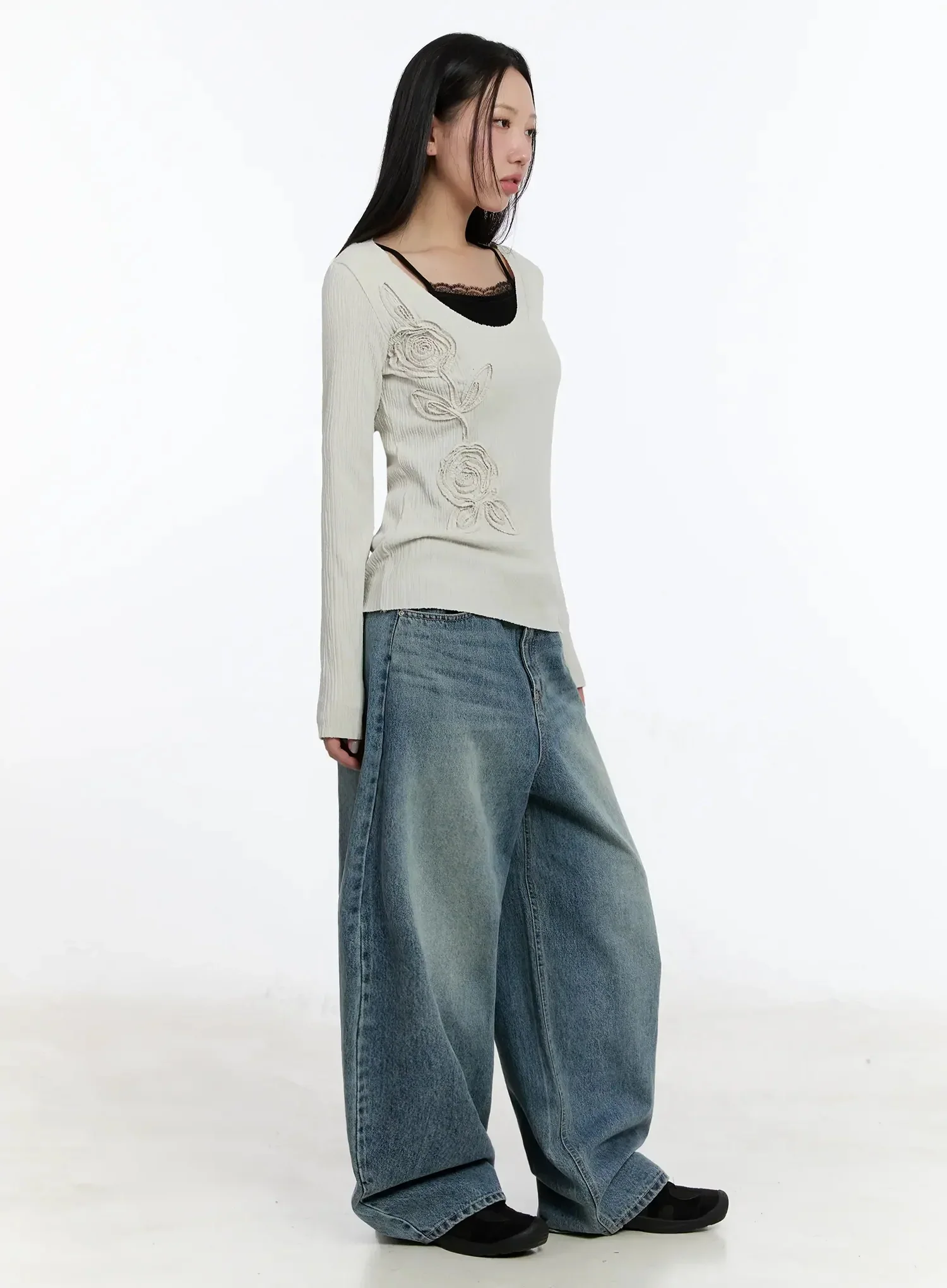 Two-Way Flower Ribbed Top IM509 - Image 11