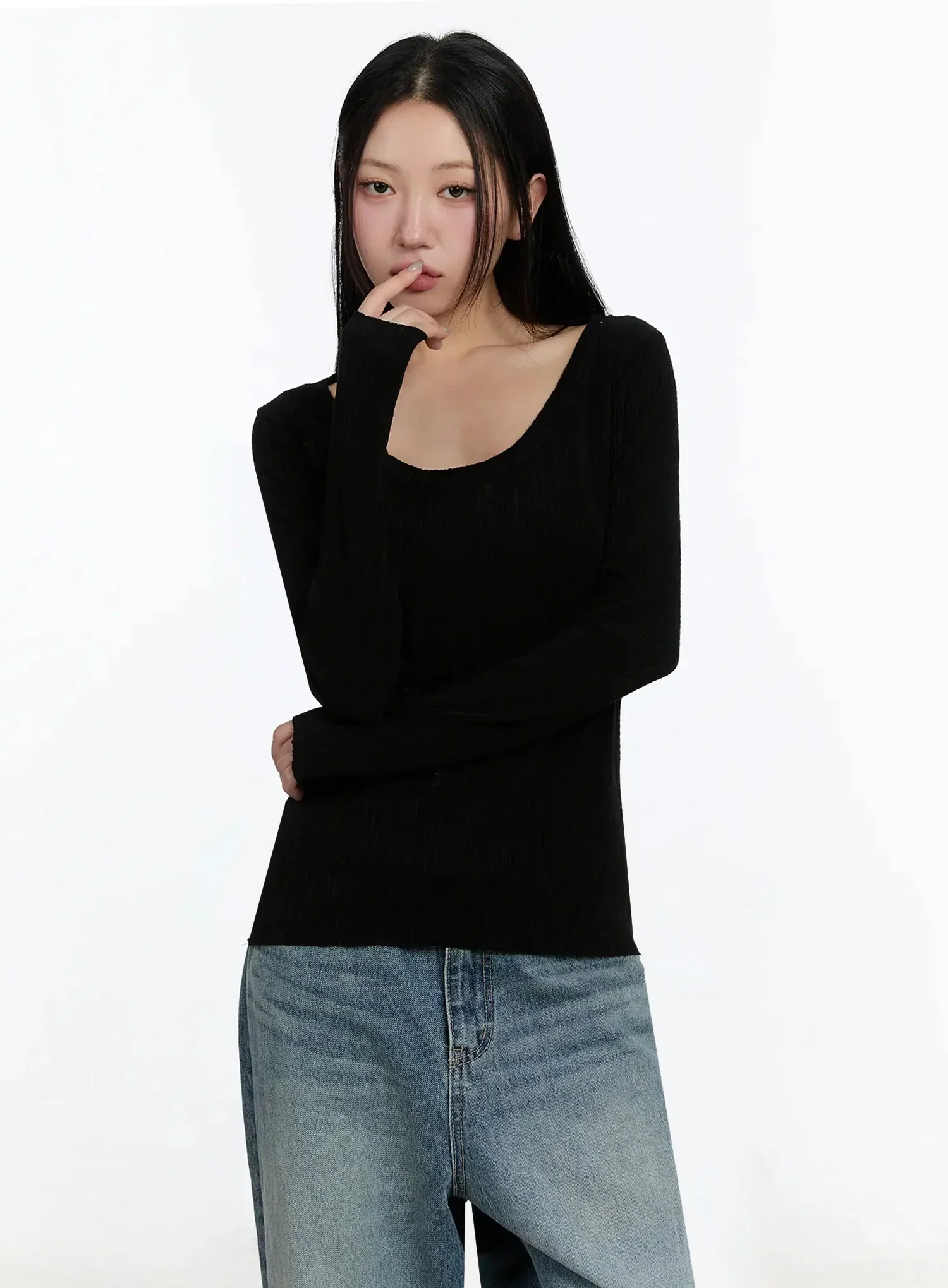Two-Way Flower Ribbed Top IM509 - Image 14