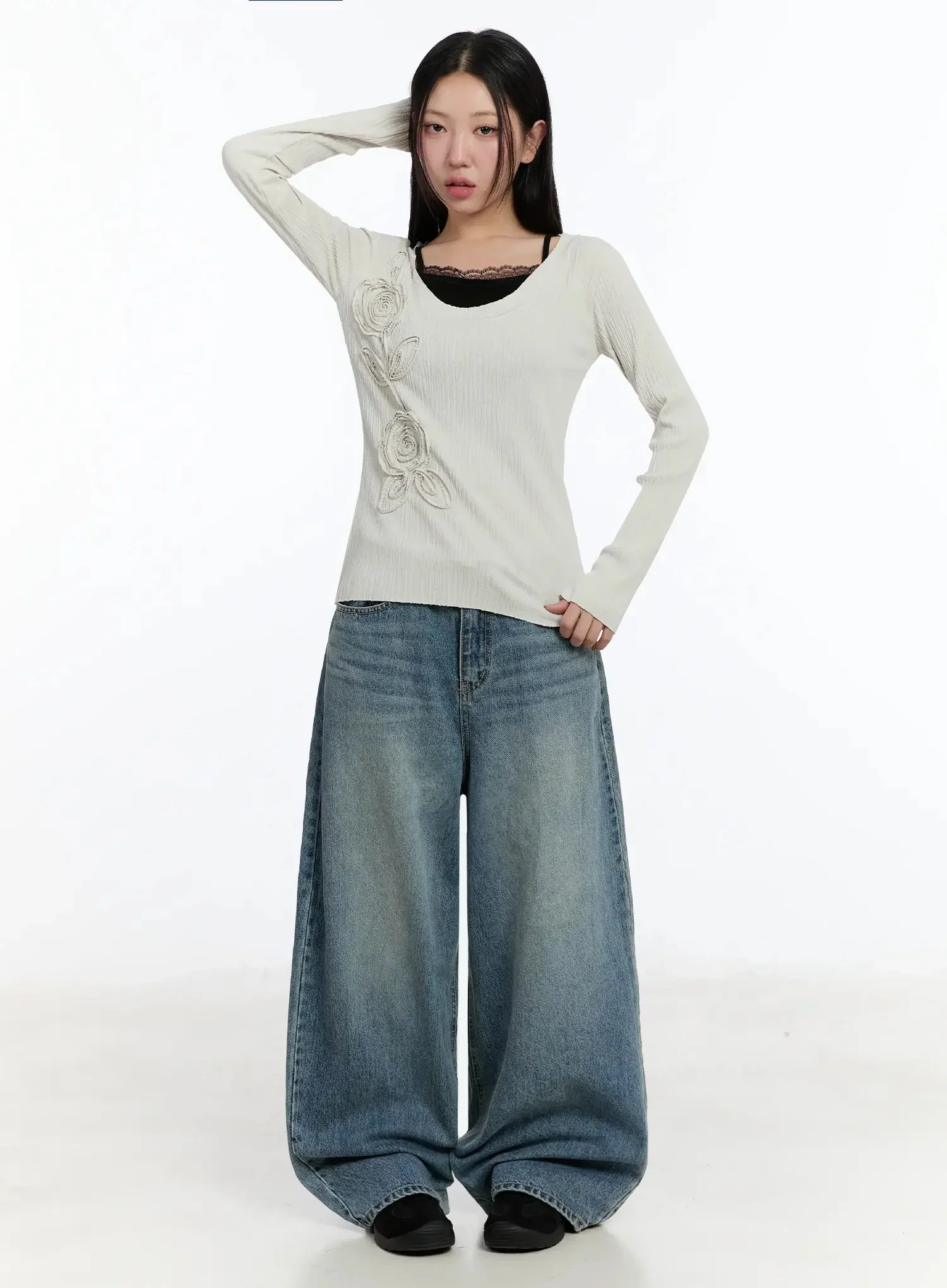 Two-Way Flower Ribbed Top IM509 - Image 6