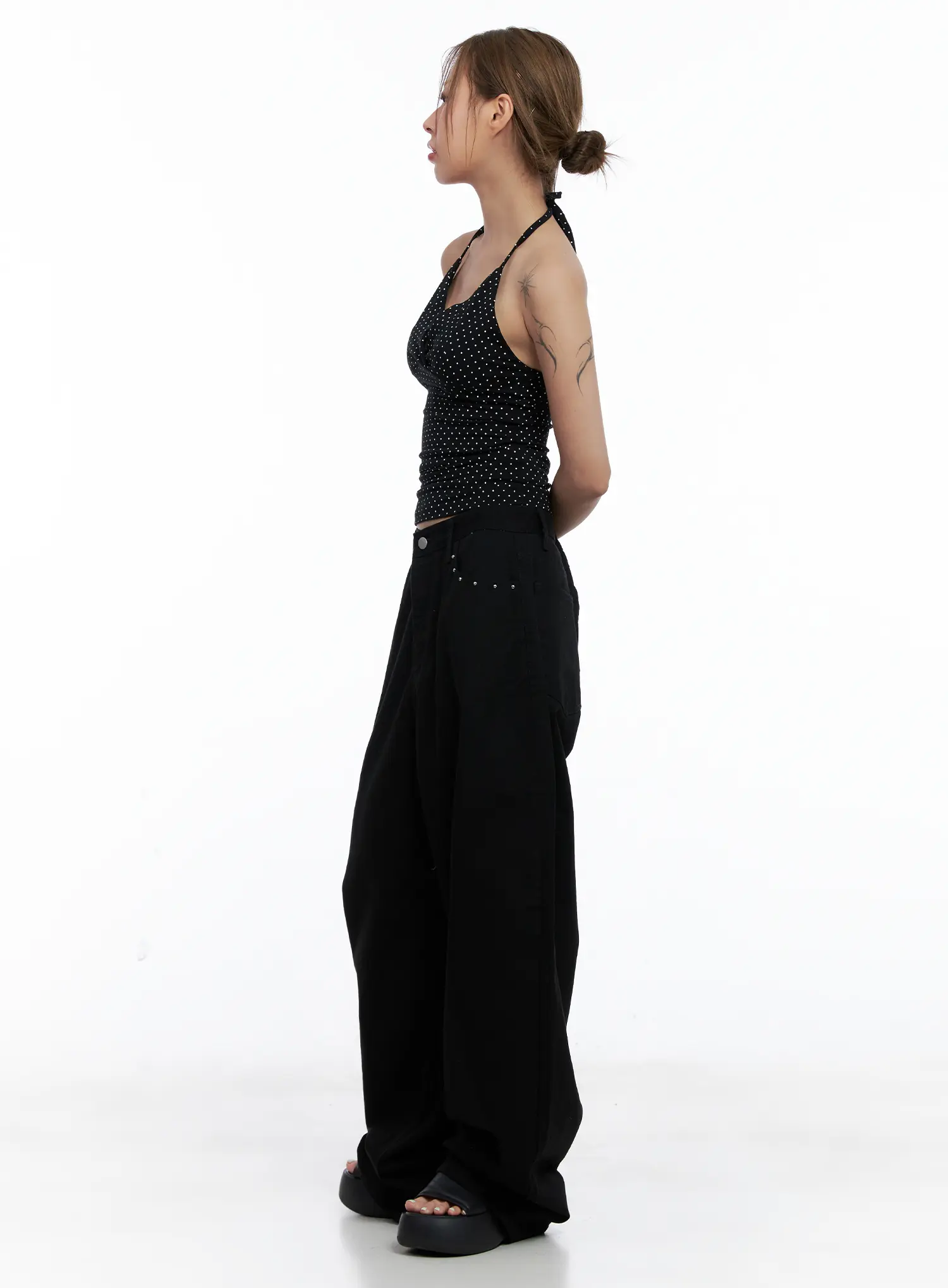 Tzuyu Studded Wide-Leg Cotton Pants CL511 - Image 6