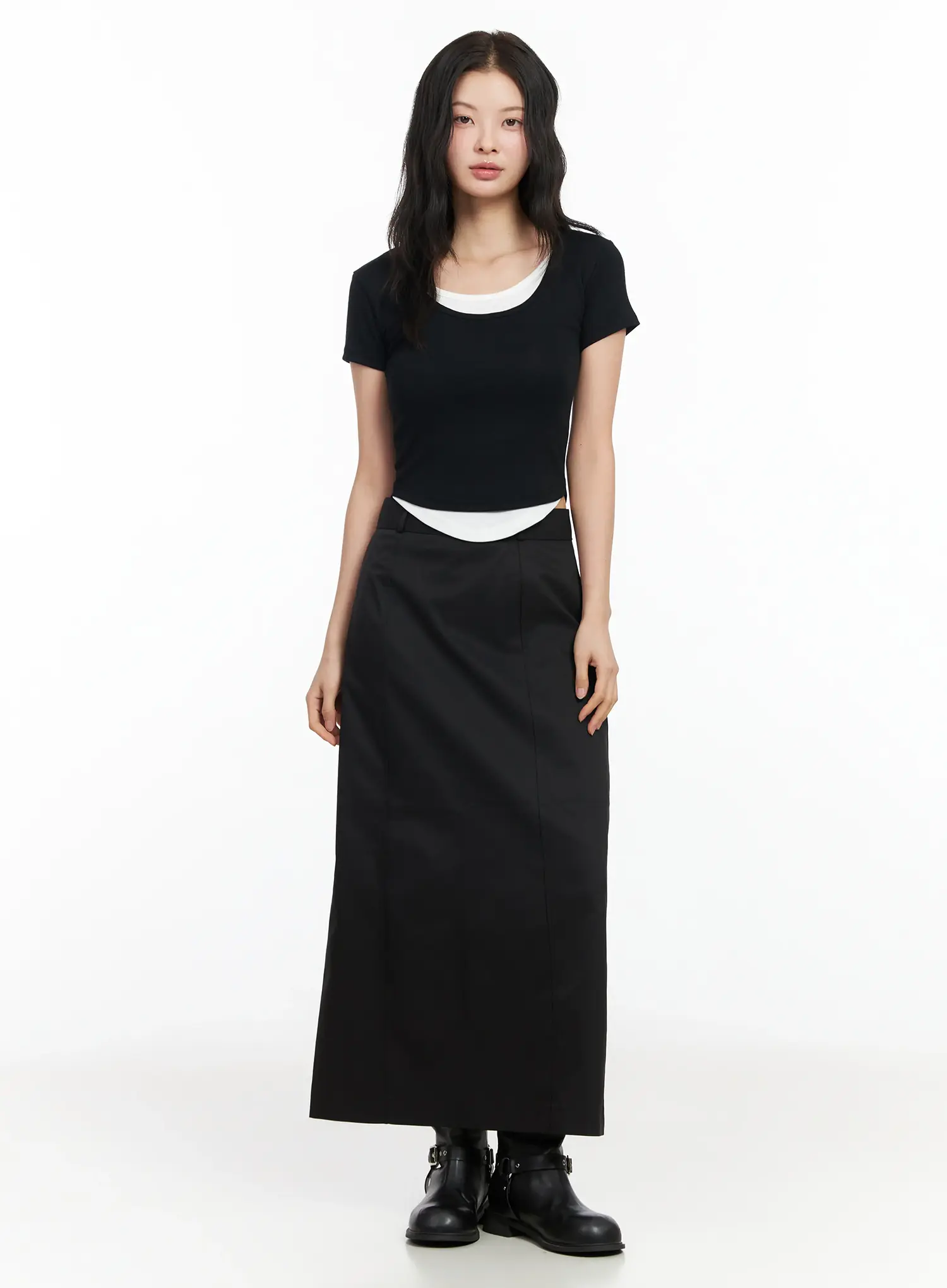 U-Neck Layered Short Sleeve Top IM524 - Image 3
