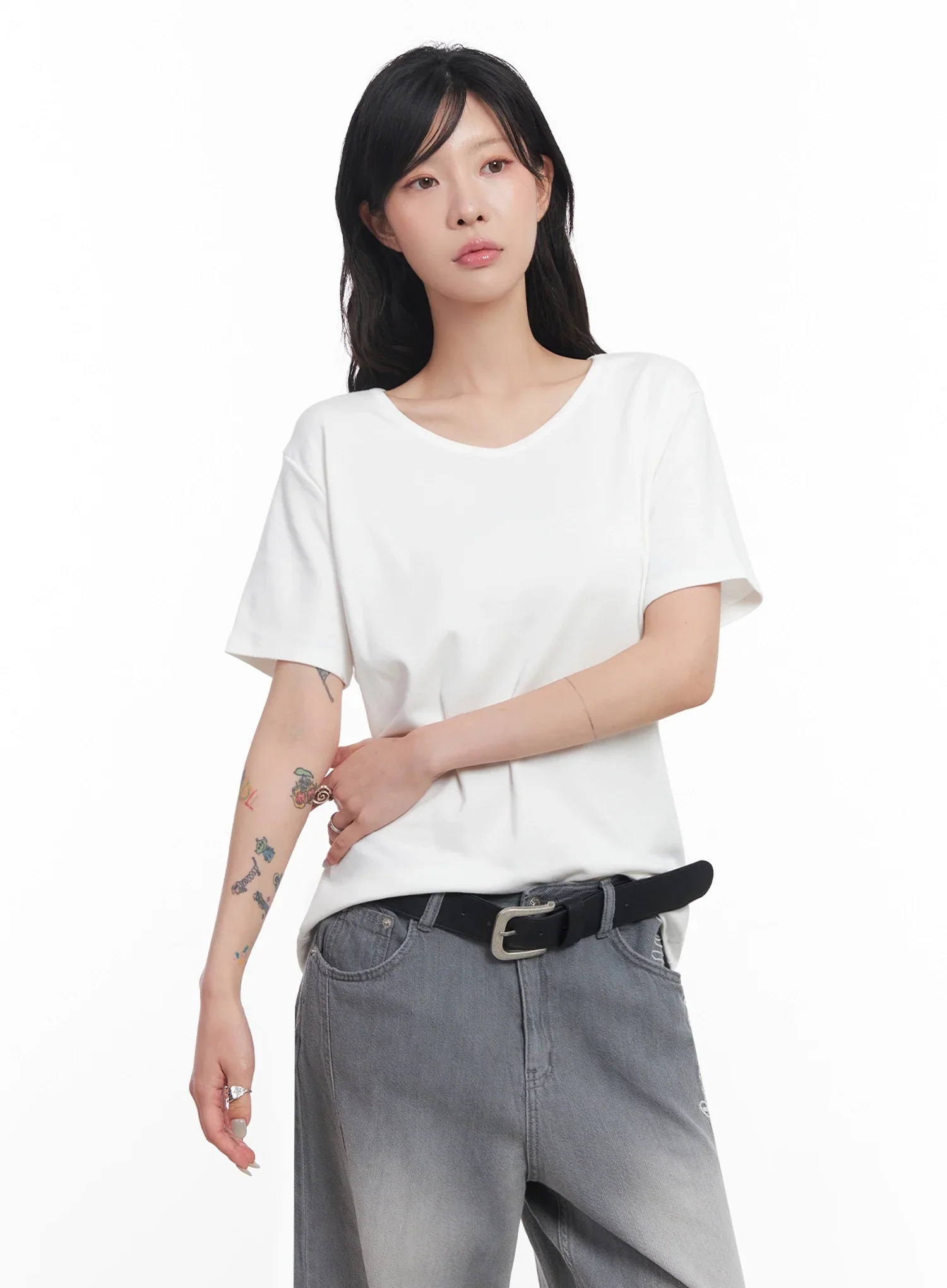 U-Neck Loose-Fit T-Shirt IC503 - Image 8