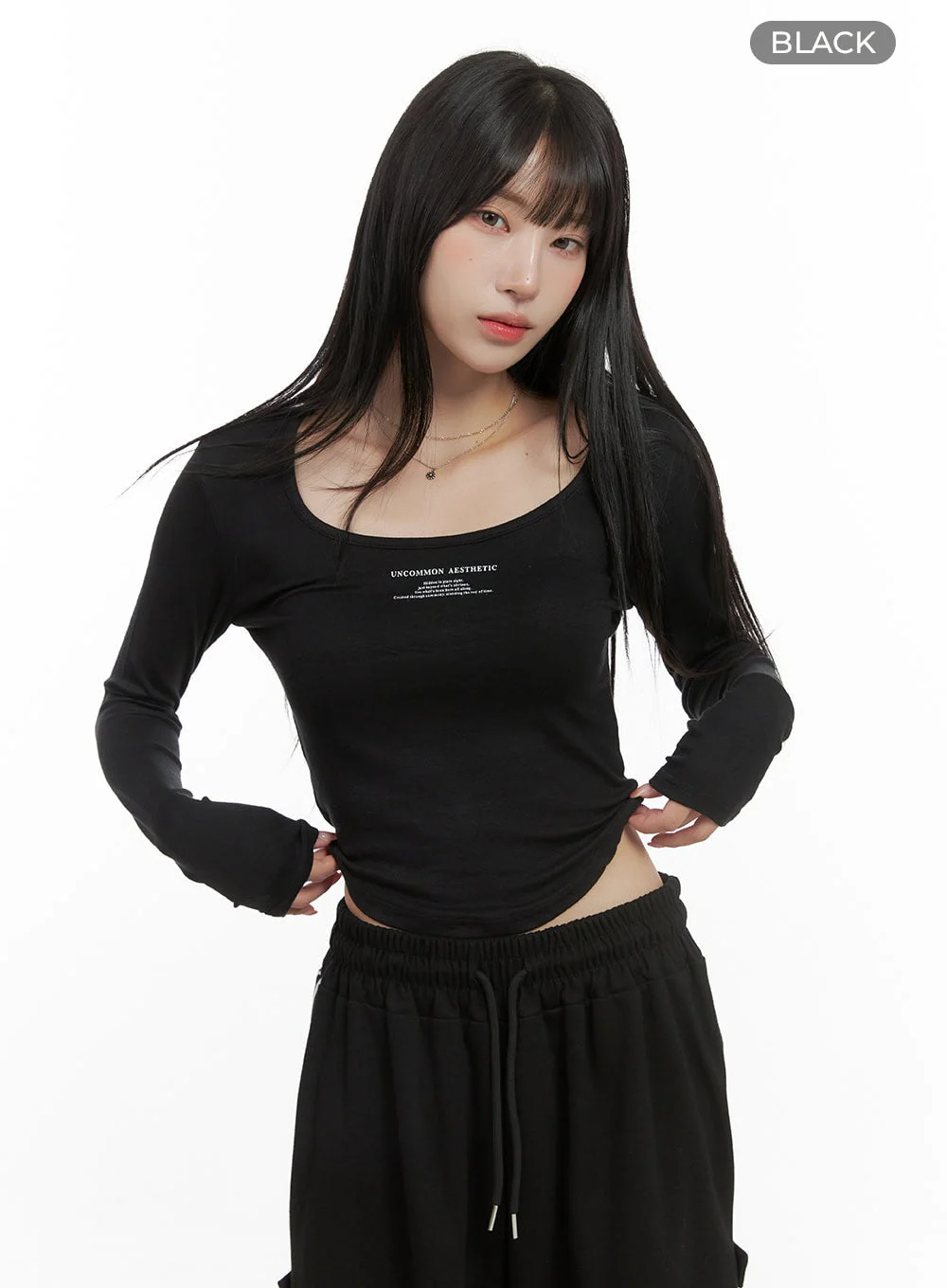 U-Neck Slim Fit Crop Tee CG430 - Image 9