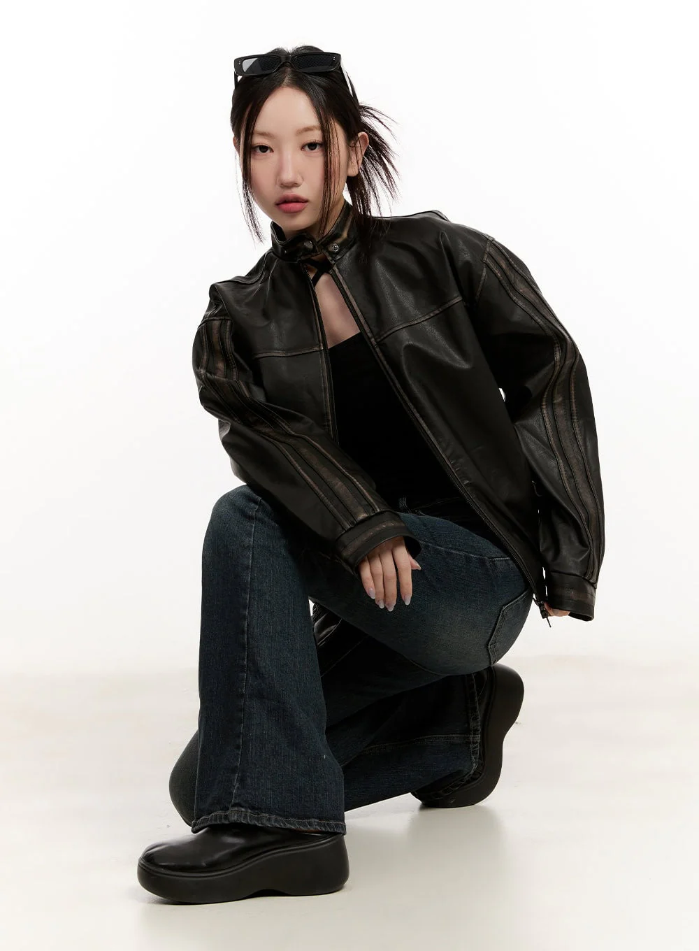 Unisex Oversized Faux Leather Jacket CM507