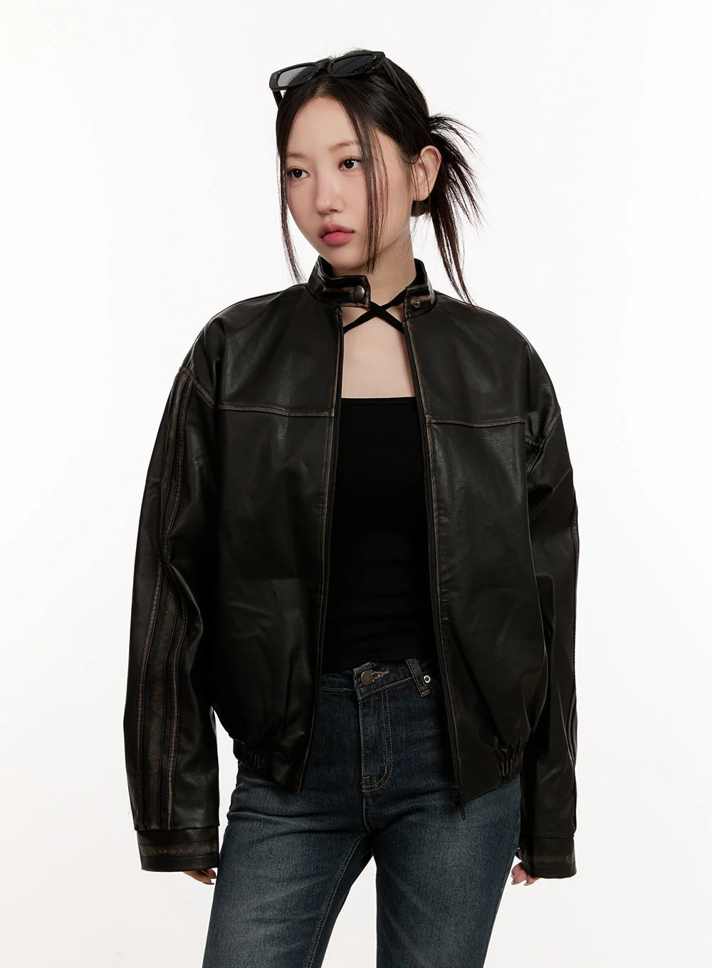Unisex Oversized Faux Leather Jacket CM507 - Image 10