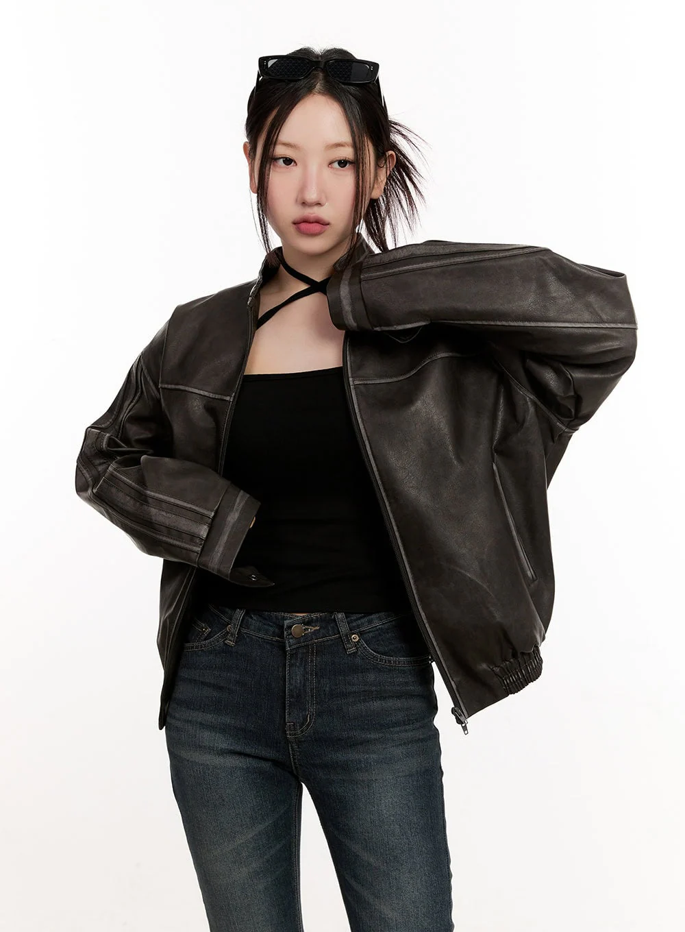 Unisex Oversized Faux Leather Jacket CM507 - Image 11