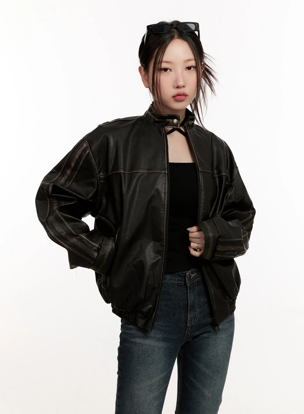 Unisex Oversized Faux Leather Jacket CM507 - Image 3