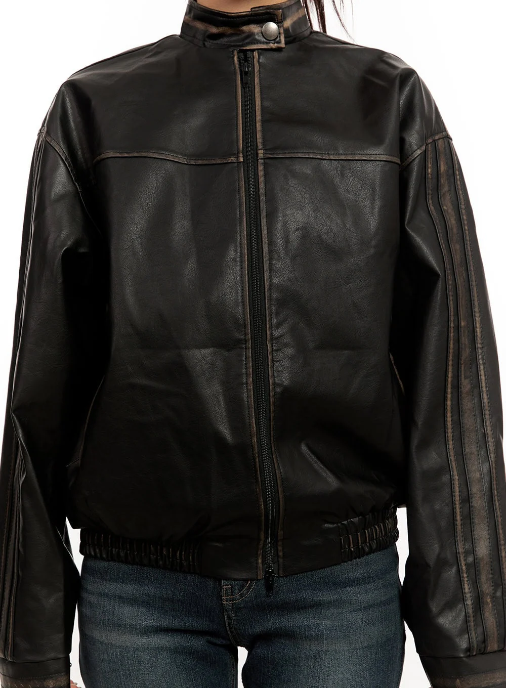 Unisex Oversized Faux Leather Jacket CM507 - Image 4