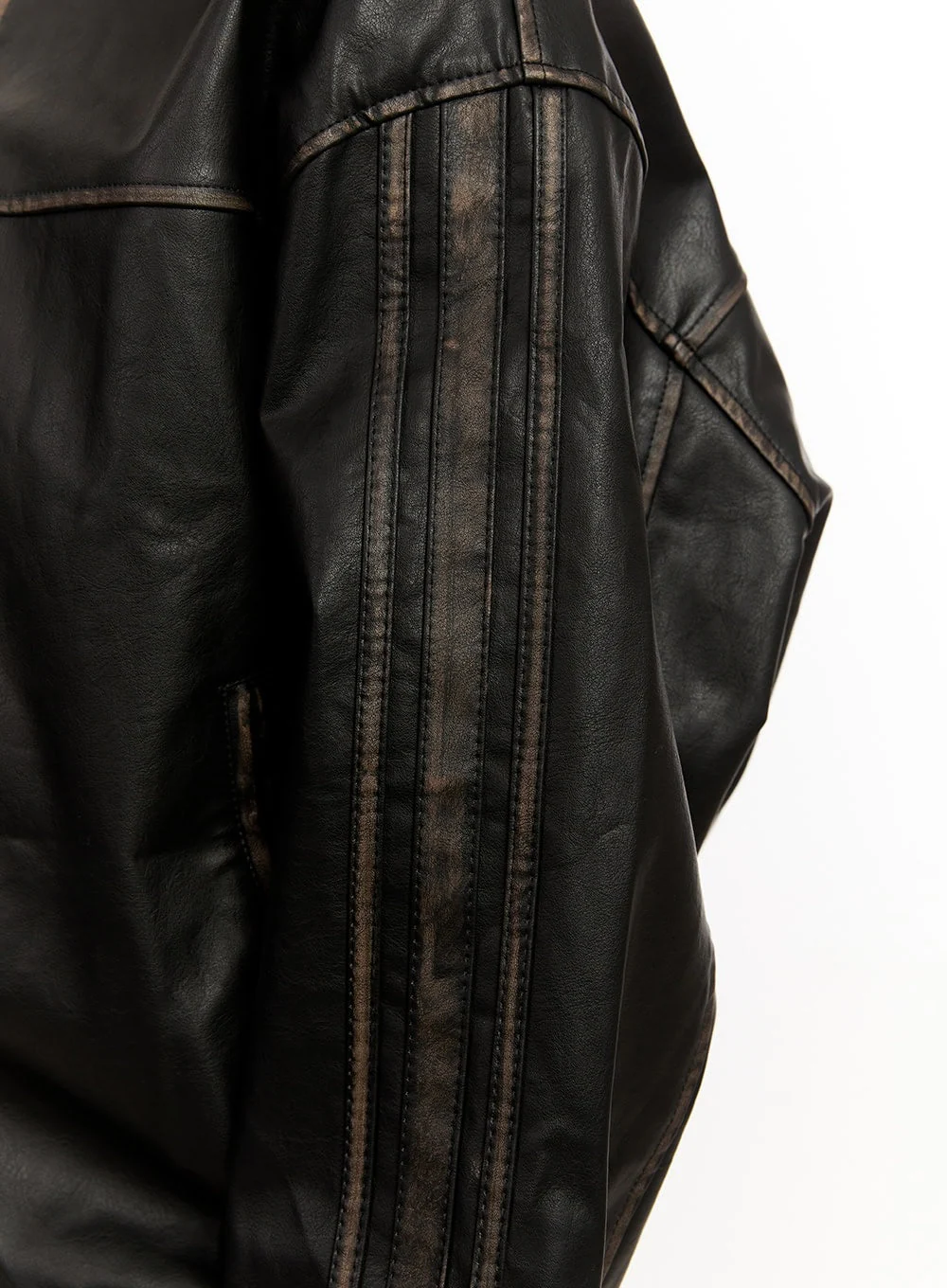 Unisex Oversized Faux Leather Jacket CM507 - Image 5