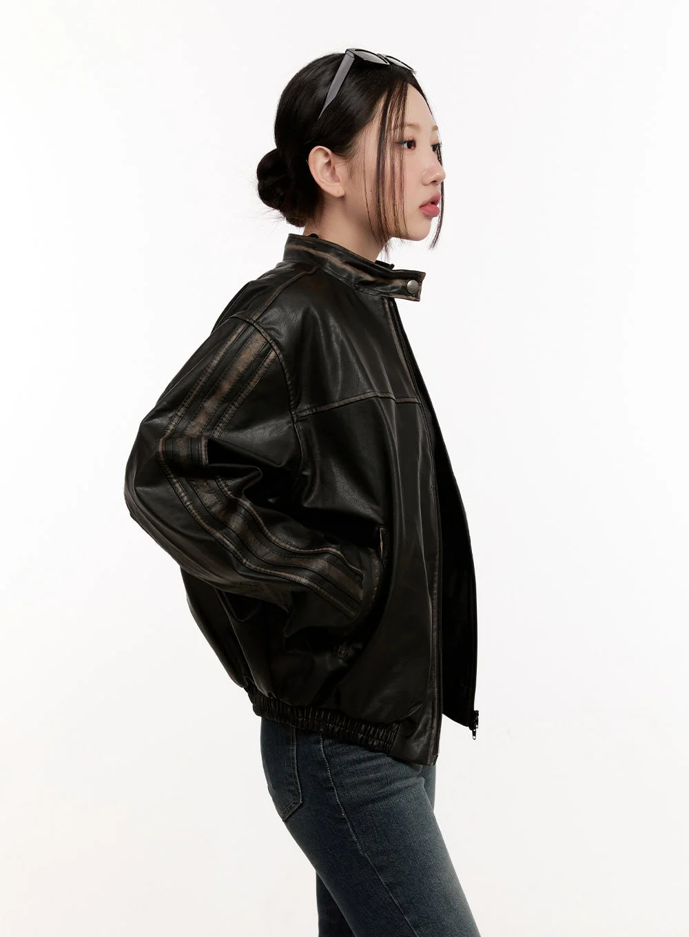 Unisex Oversized Faux Leather Jacket CM507 - Image 6