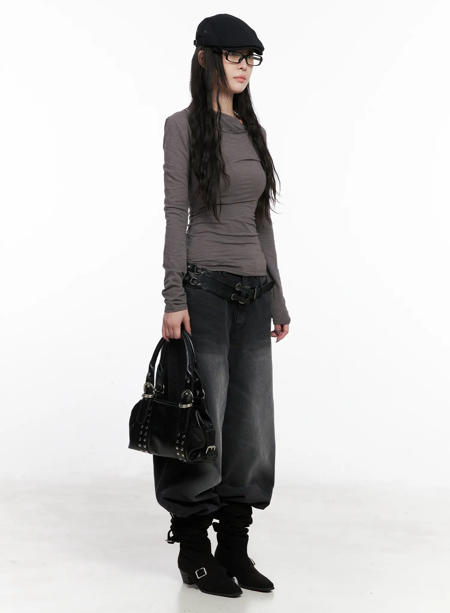 Unsymmetrical Neck Long Sleeve Tee CN513 - Image 8