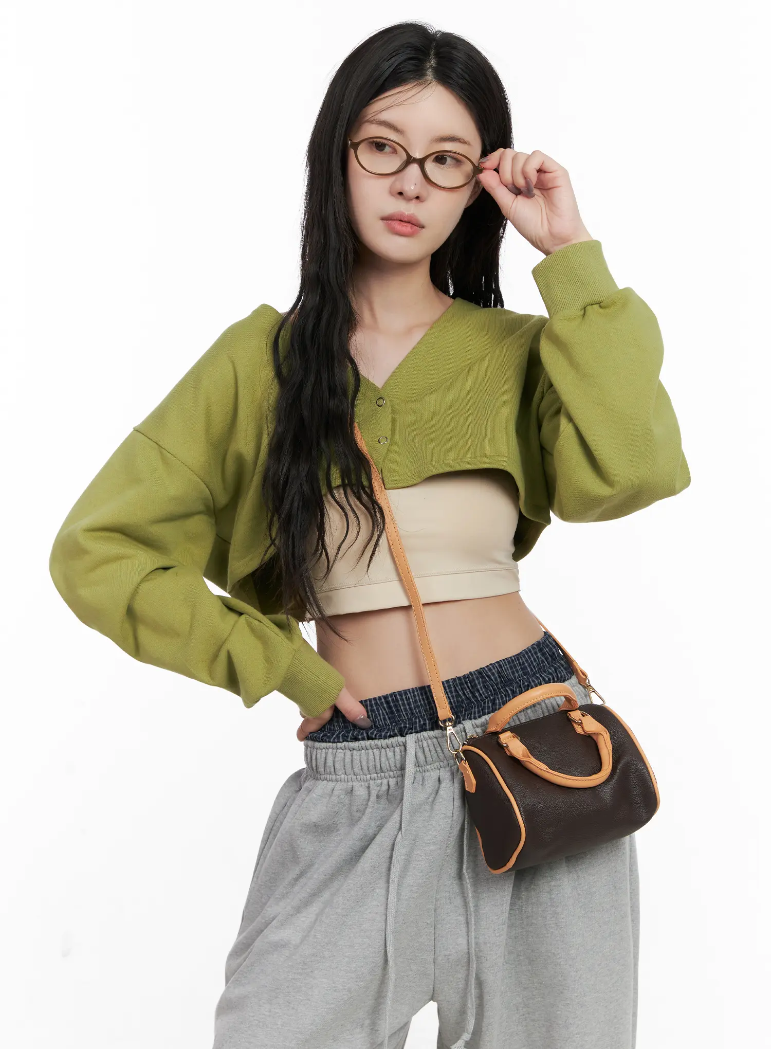 V-Neck Button Cropped Bolero CN513