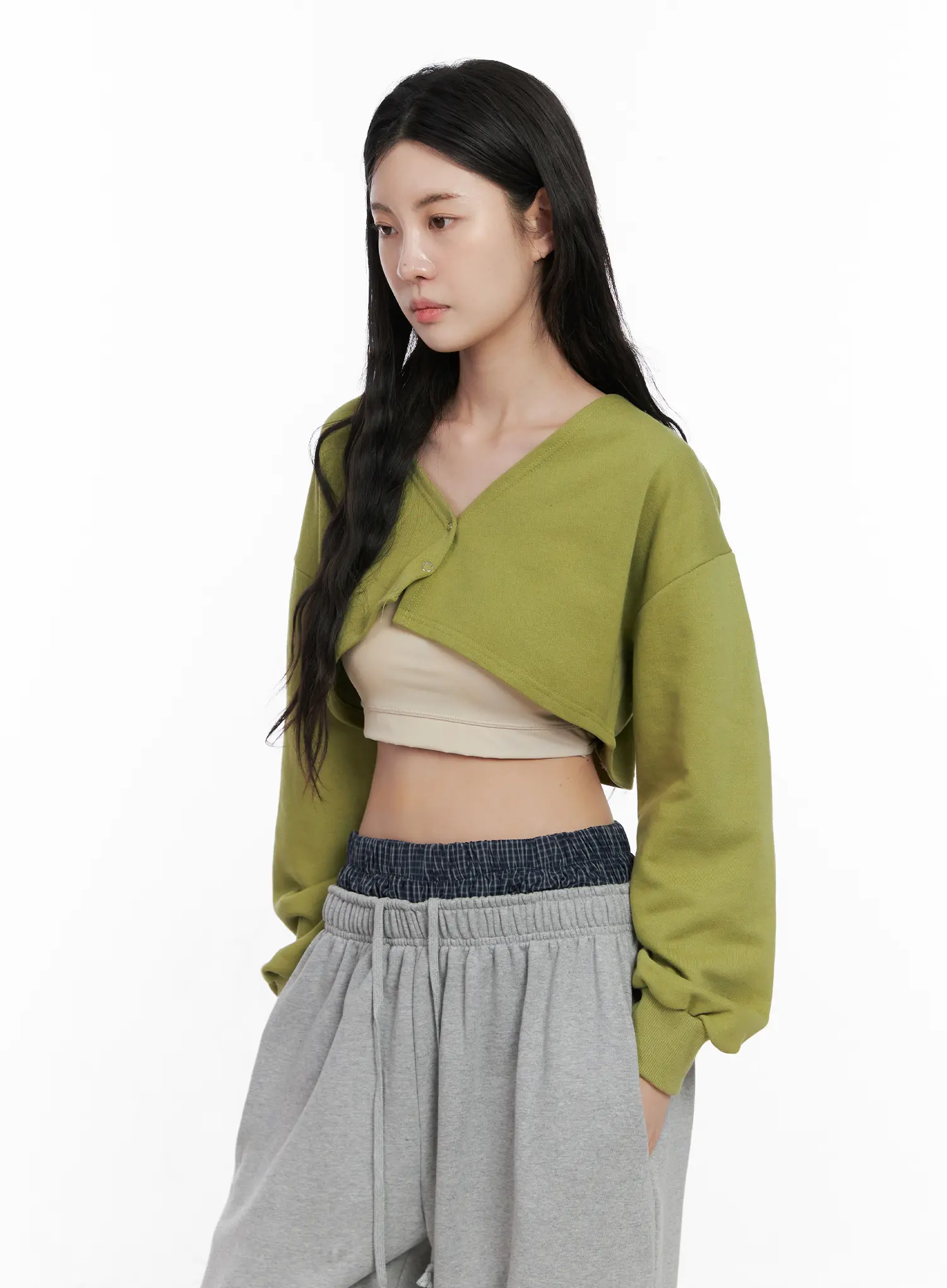 V-Neck Button Cropped Bolero CN513 - Image 6