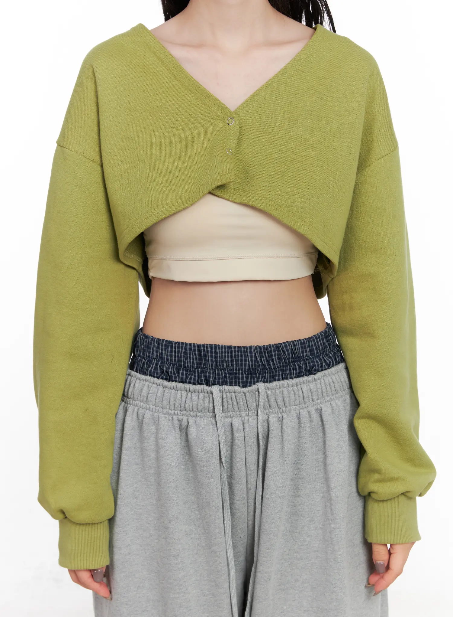 V-Neck Button Cropped Bolero CN513 - Image 8