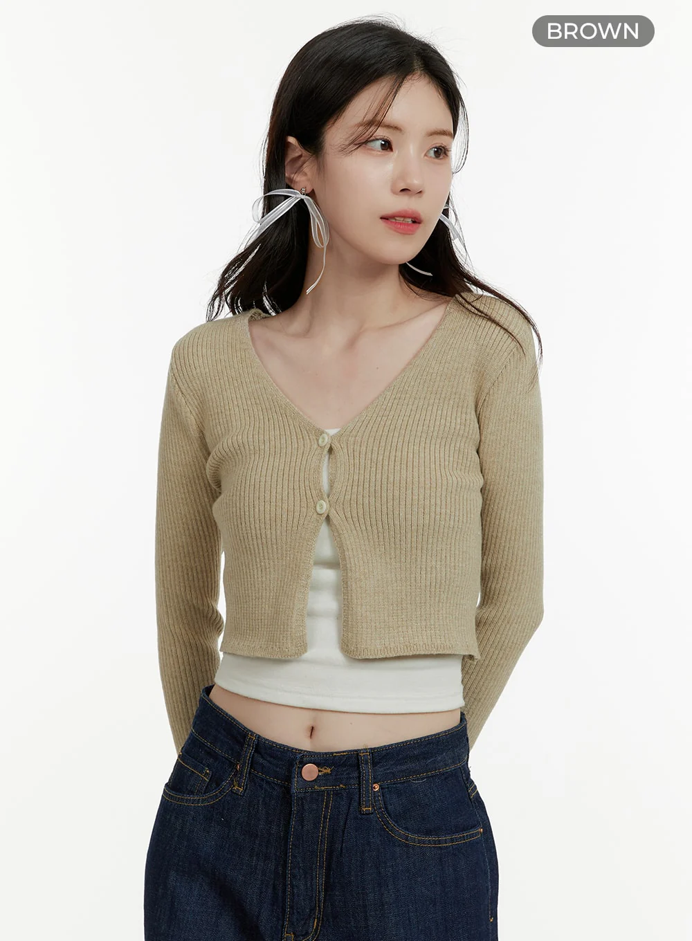 V-Neck Buttoned Crop Cardigan OA405 - Image 6