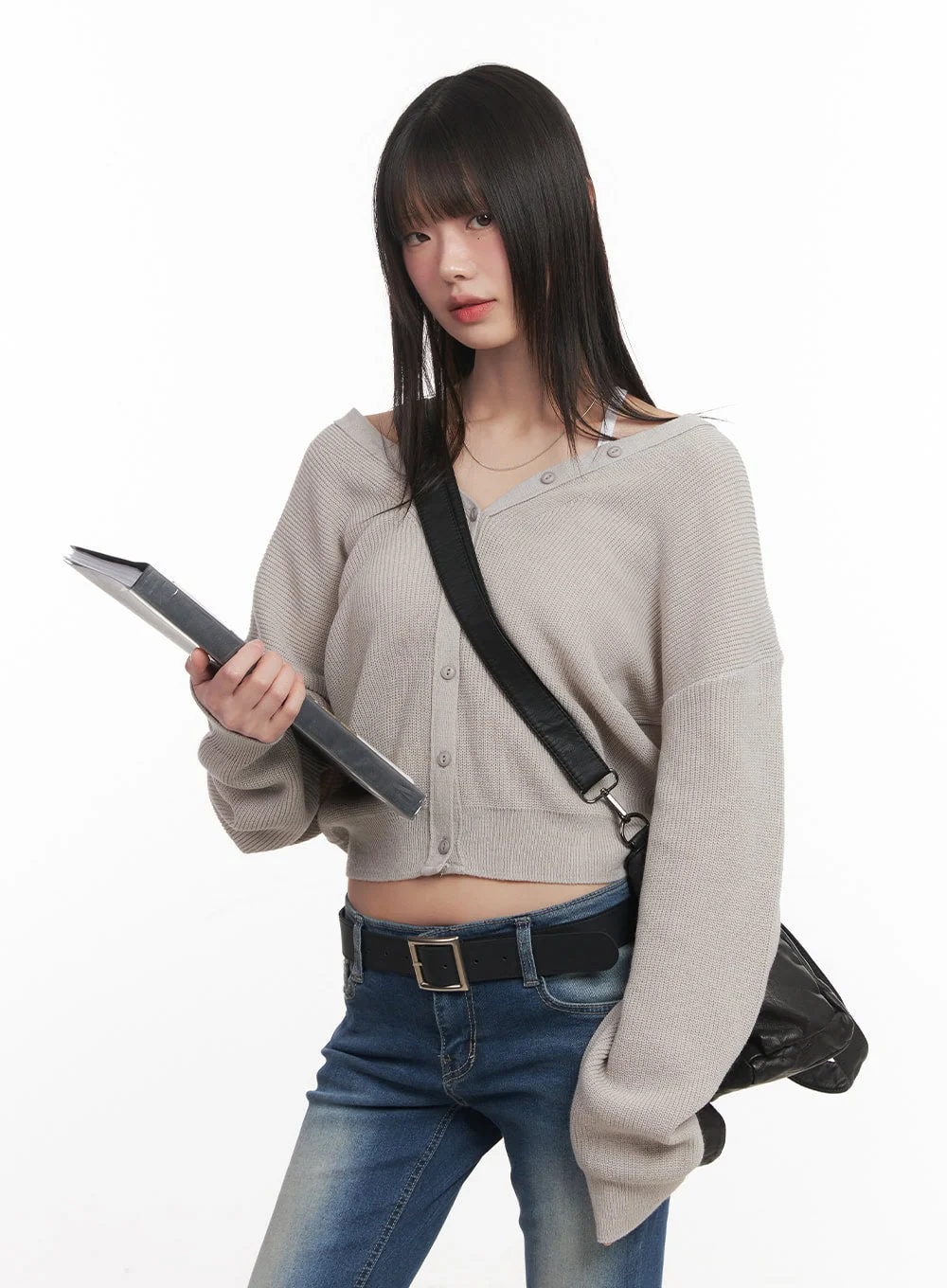 V-Neck Buttoned Cropped Cardigan CM519 - Image 12