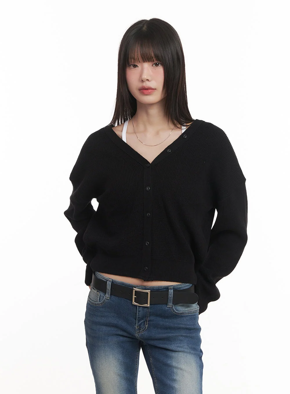V-Neck Buttoned Cropped Cardigan CM519 - Image 15