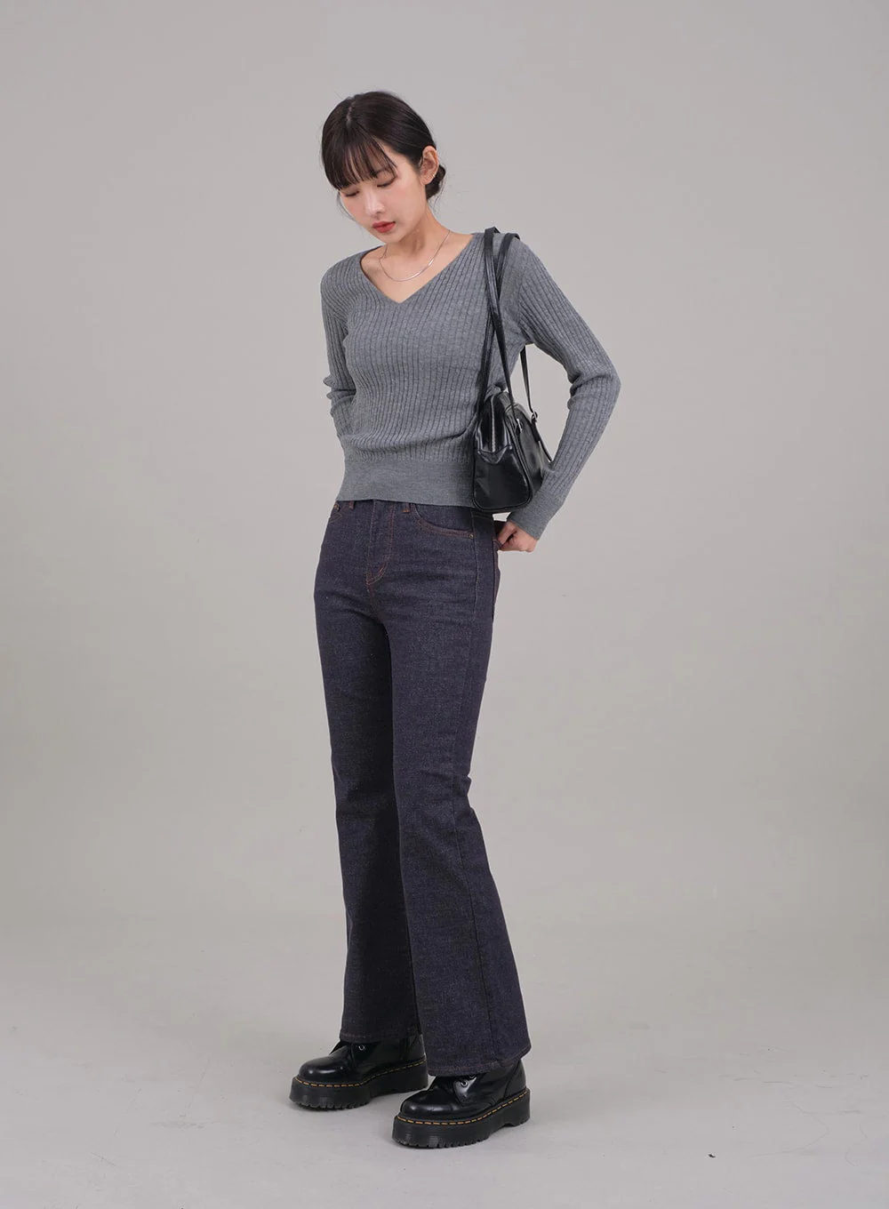 V Neck Cable Knit Top C2701 - Image 4
