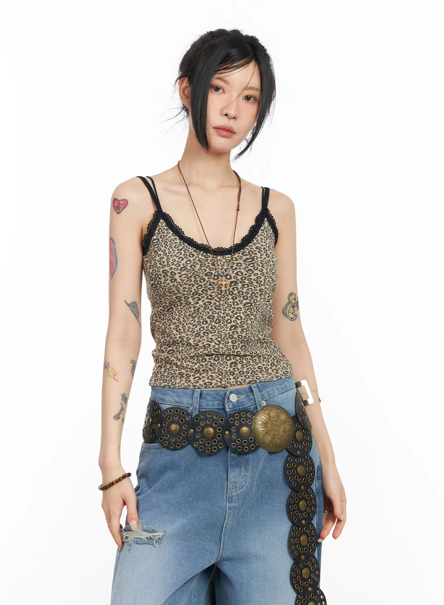 V-Neck Camo Lace Tank Top CM517 - Image 8