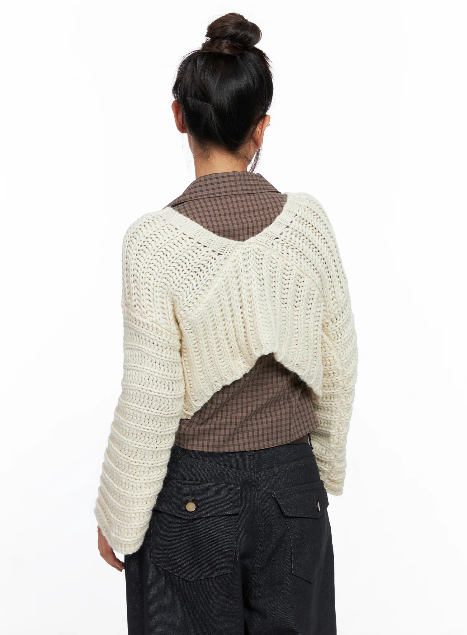 V-Neck Cropped Knit Sweater CO515 - Image 6
