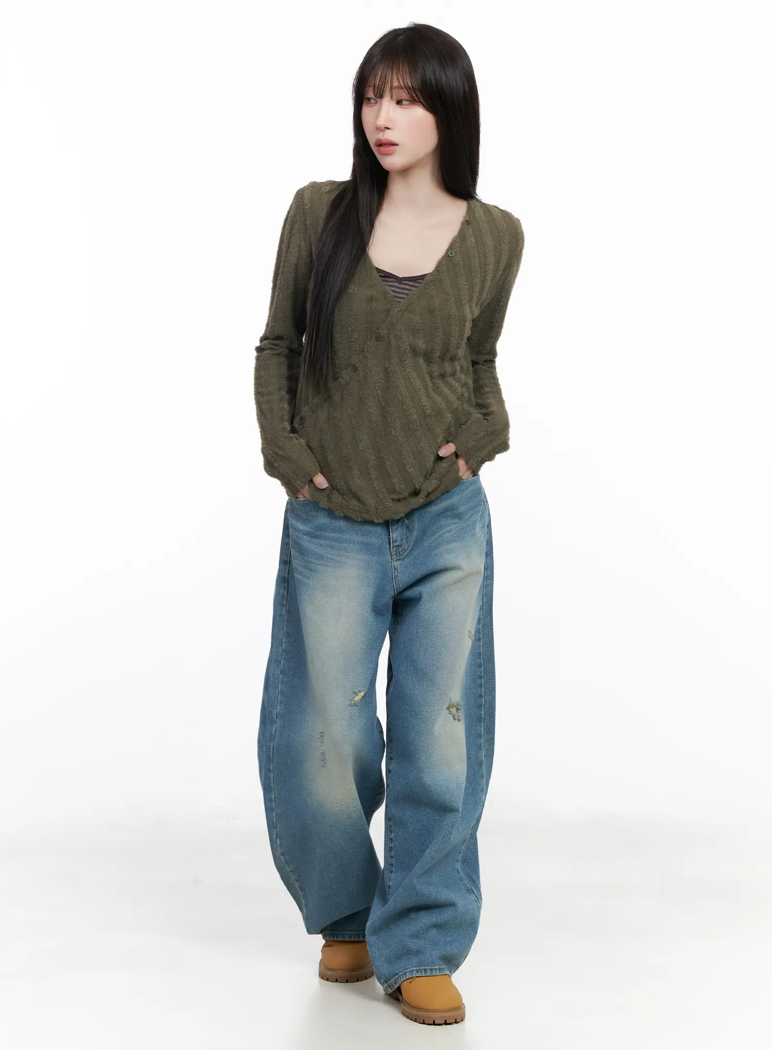 V-Neck Knit Sweater CF523 - Image 3