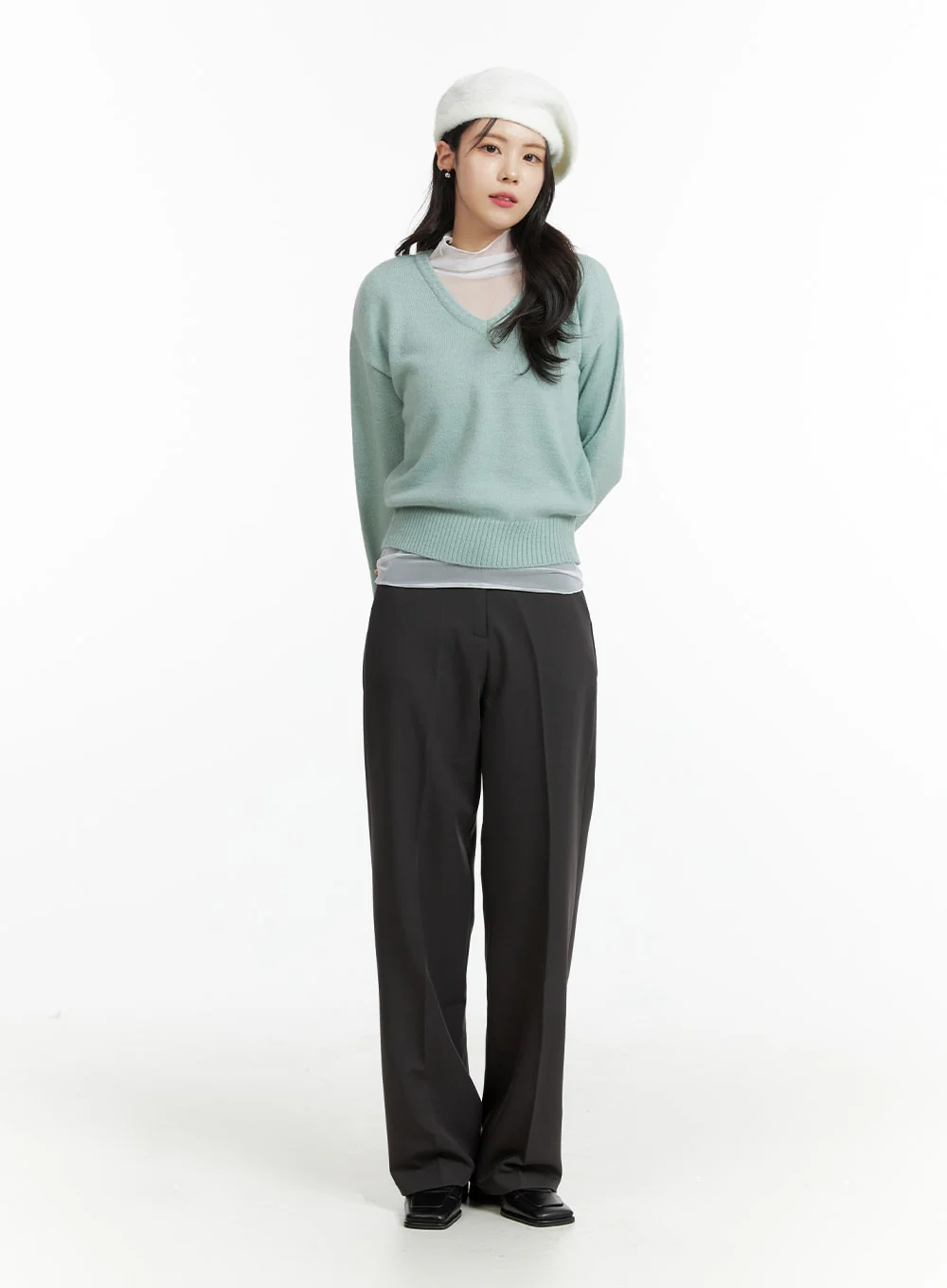 V-Neck Knit Sweater OF408 - Image 2